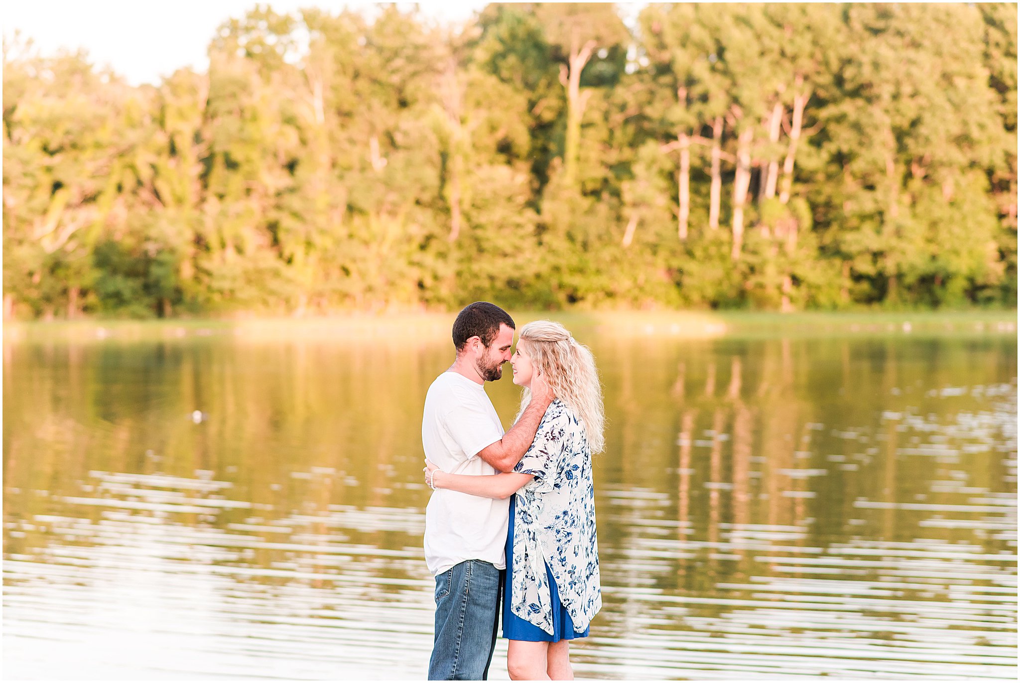 Bloomfield Indiana engagement session couple nuzzling nose to nose