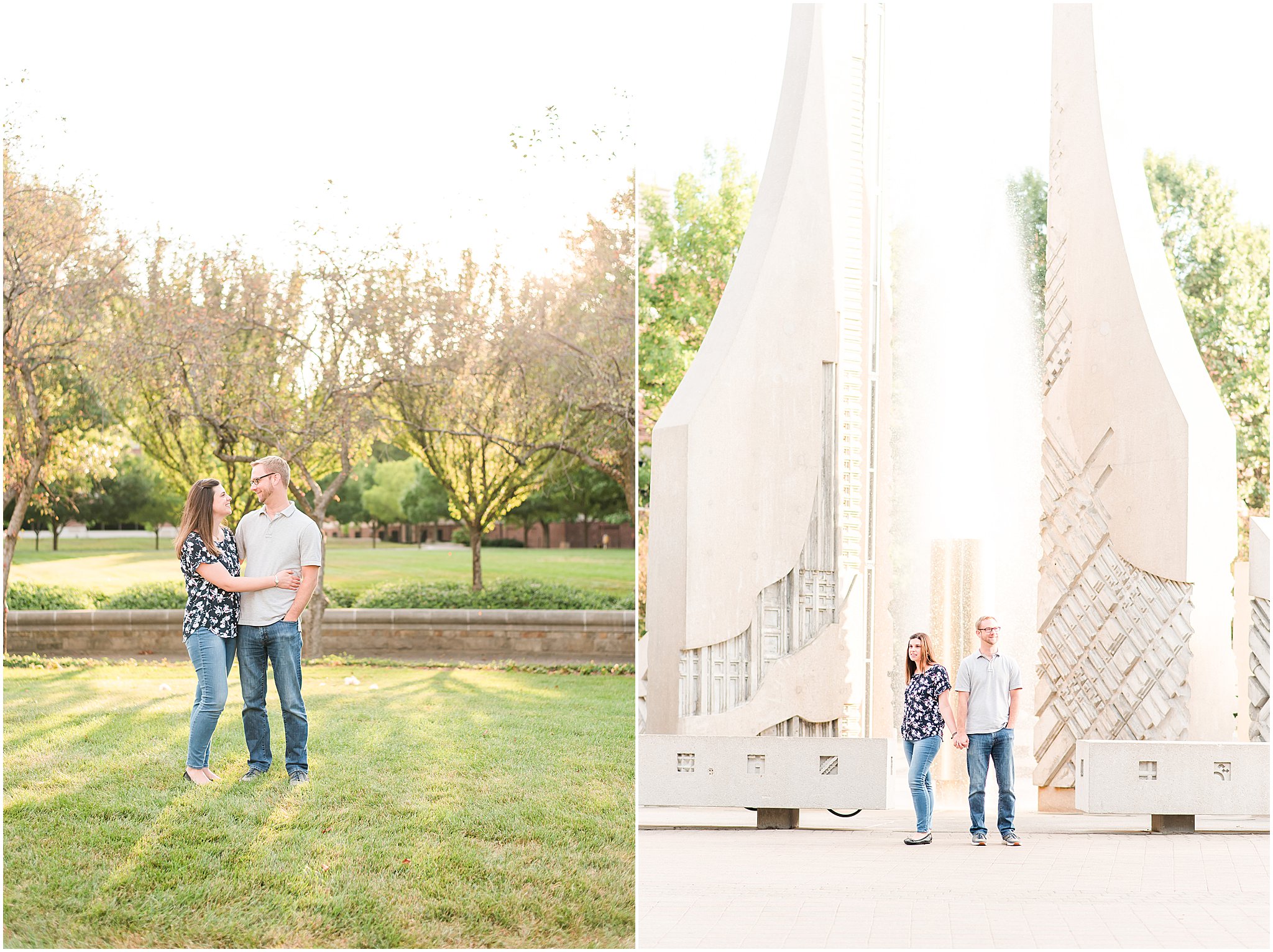 Couple smiling and hugging during Purdue University engagement session