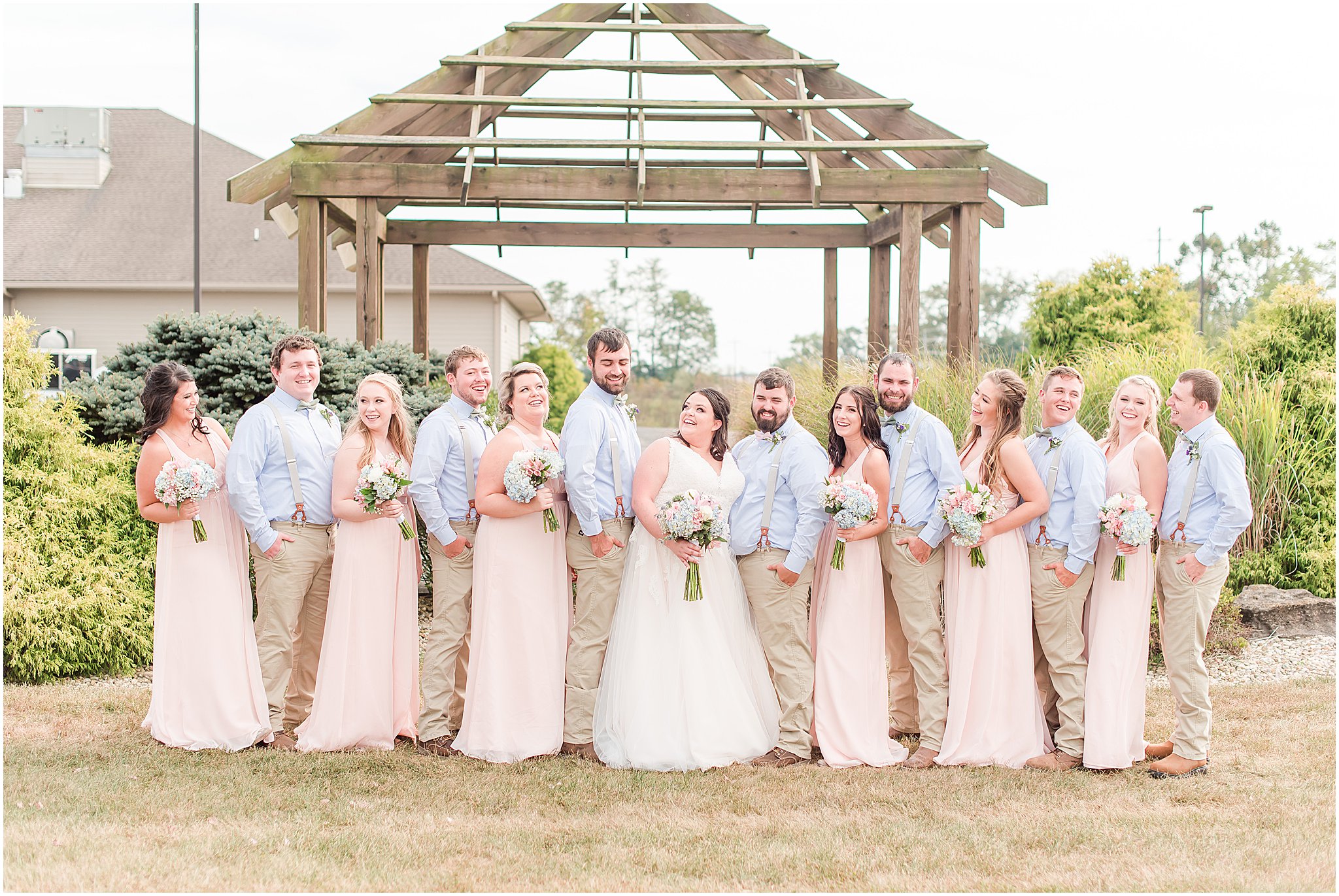 Bridal party portraits at Cornerstone Hall in Salem, IN