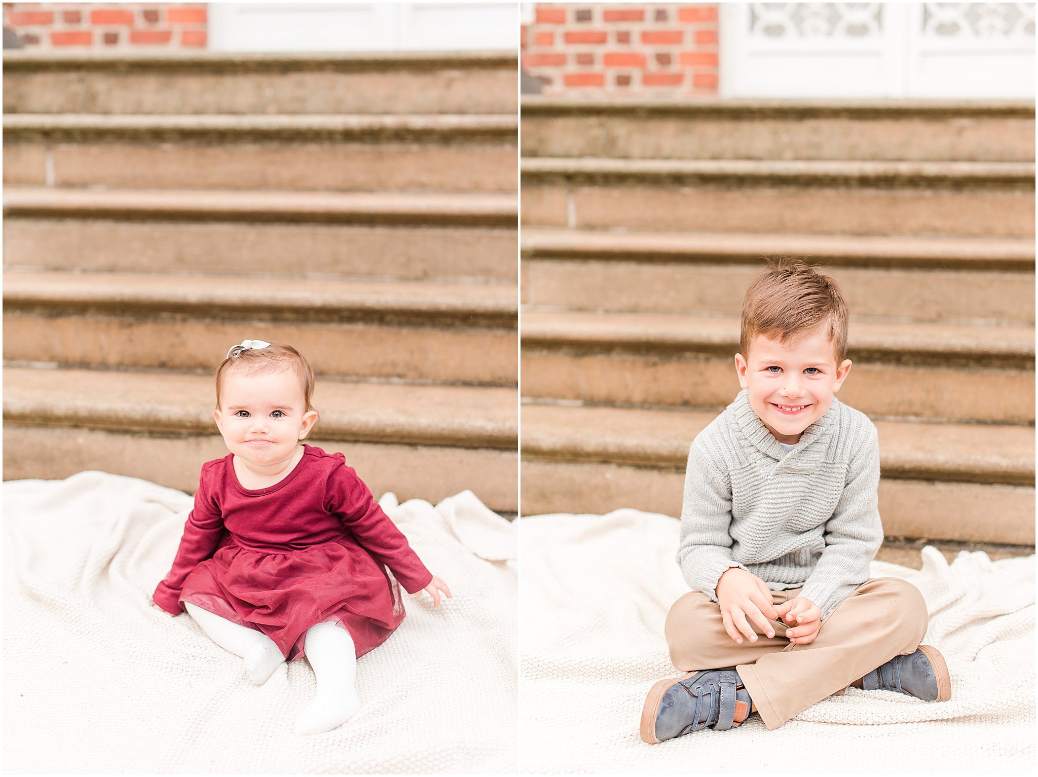 One year old smiling at camera during Coxhall Gardens family session
