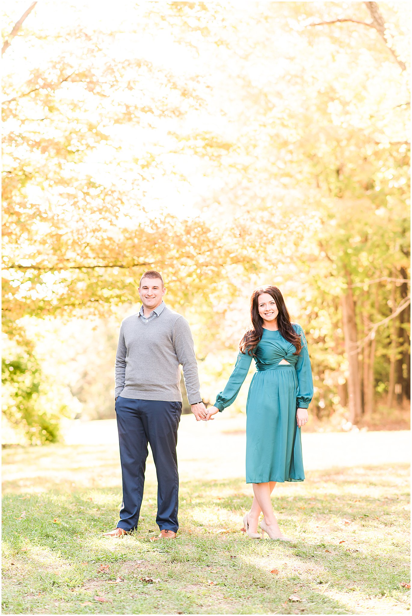 Couple smiling at camera during Eagle Creek Park couples session