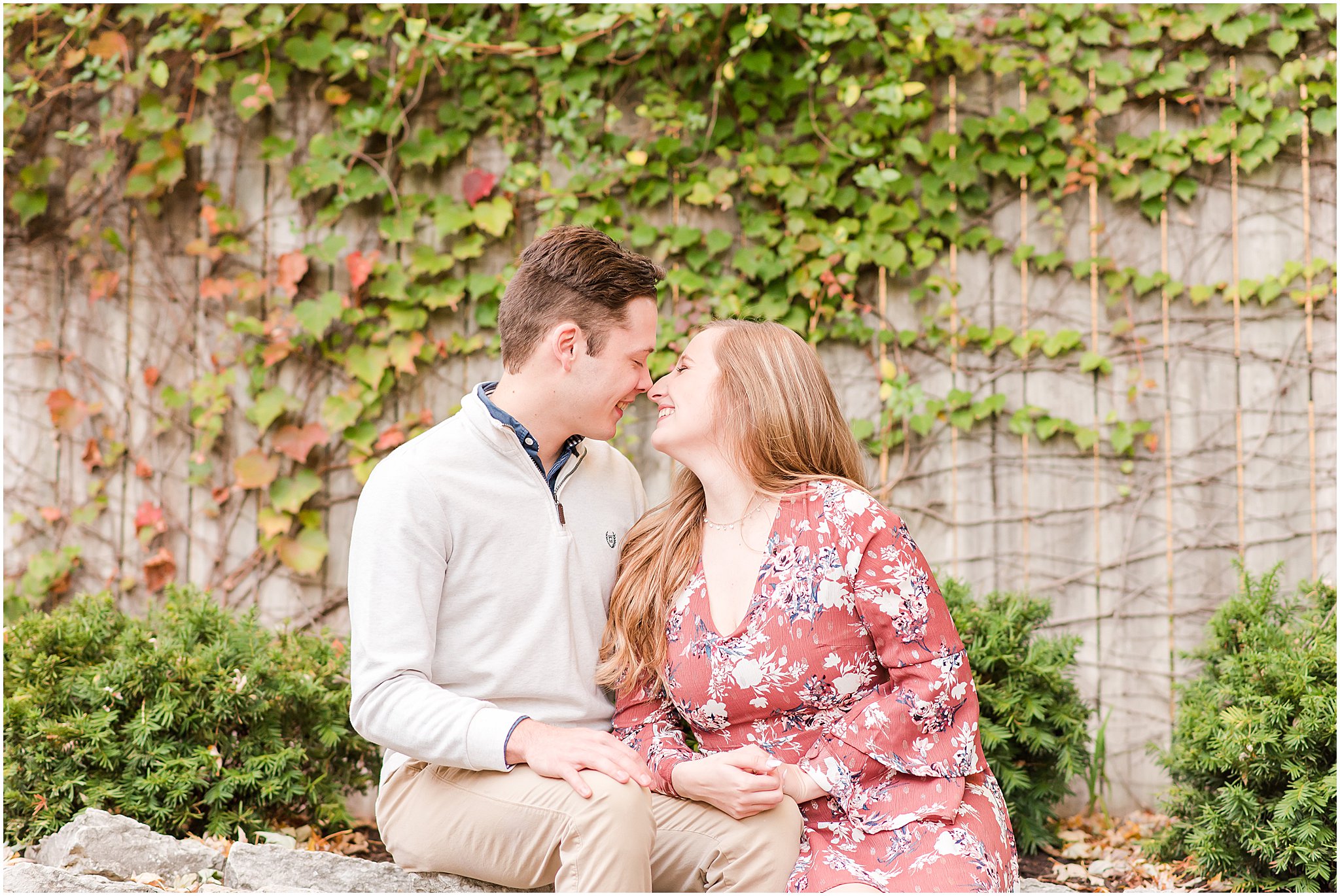 Couple nose to nose during Lockerbie Square engagement session