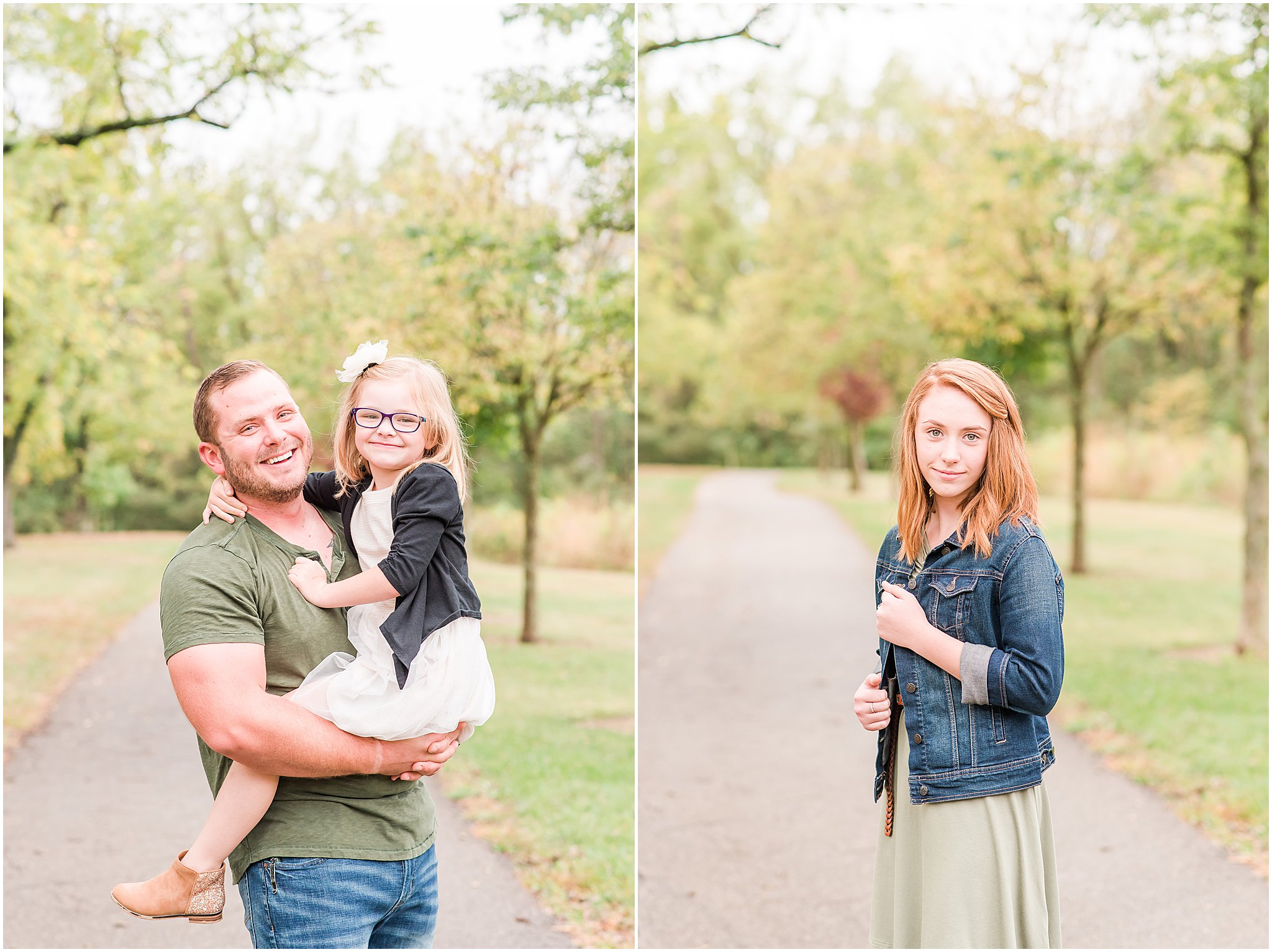 Dad and toddler daughter smiling at camera during Southeastway Park family session