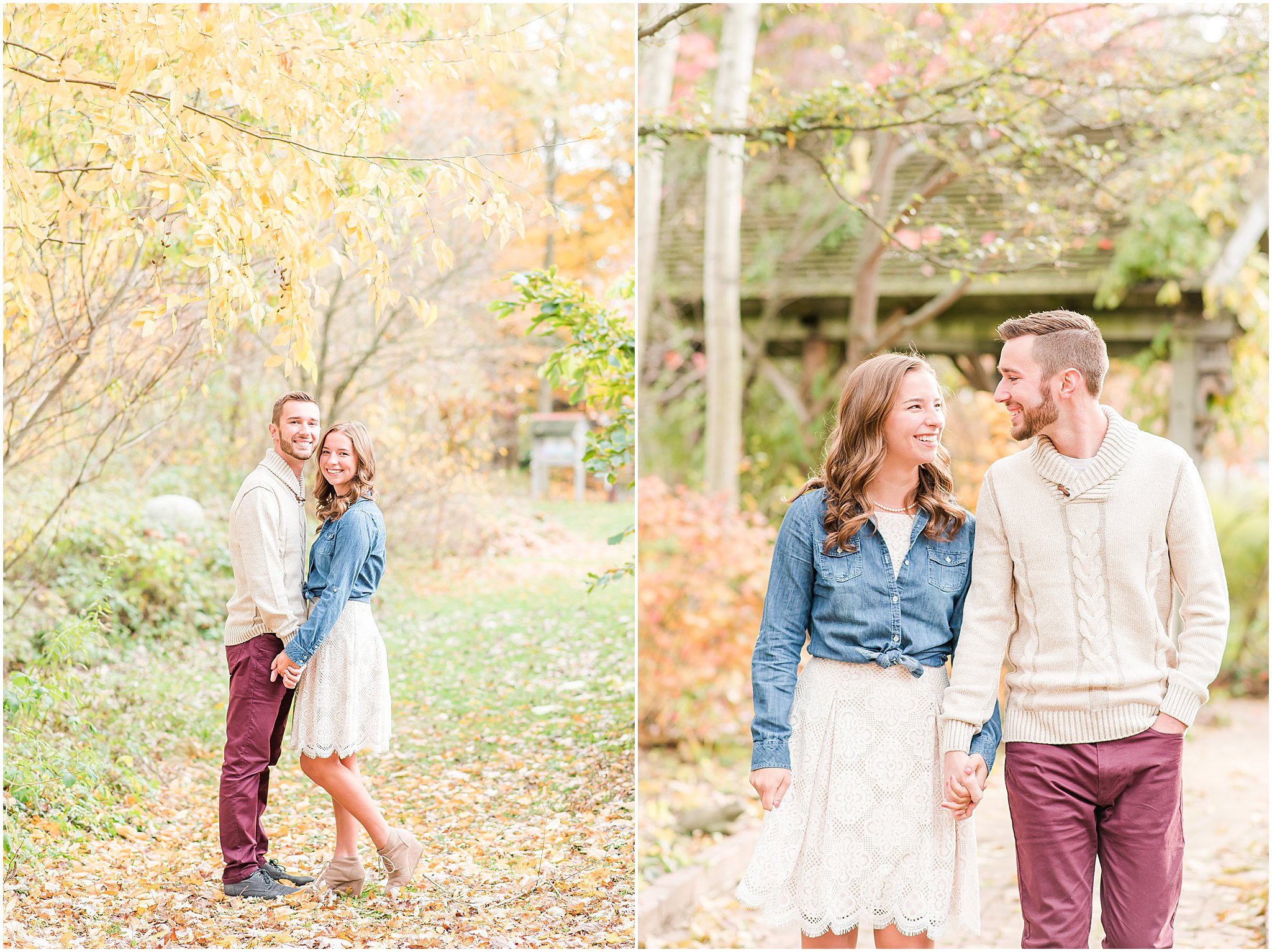 Couple smiling at camera during Defries Gardens engagement session