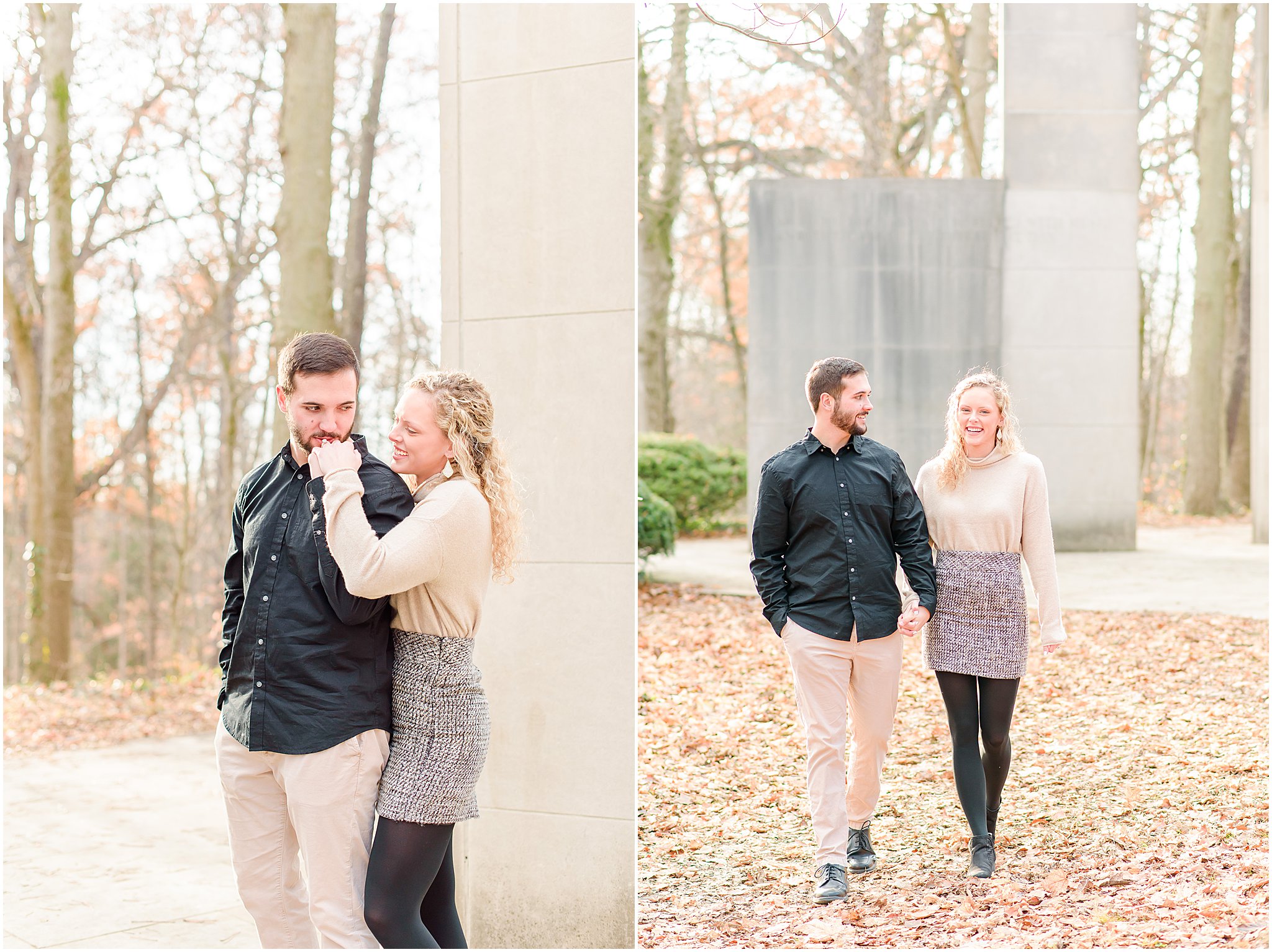 Guy kissing girl's hand during Holcomb Gardens engagement session
