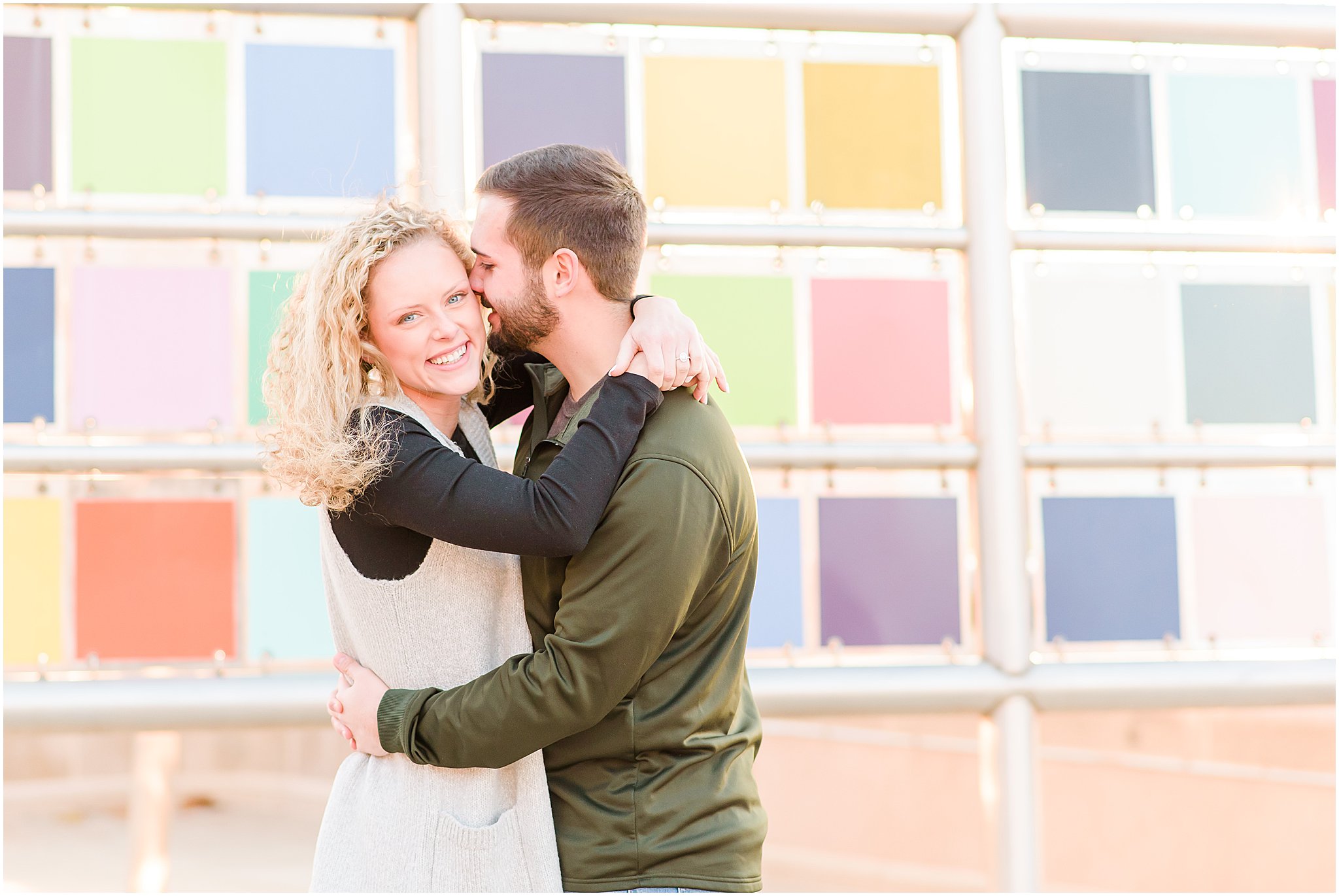 Couple nuzzling during Indianapolis Canal Engagement Session