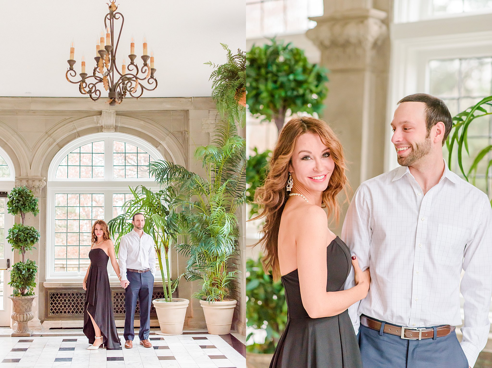 Couple smiling at one another during Laurel Hall Engagement Session
