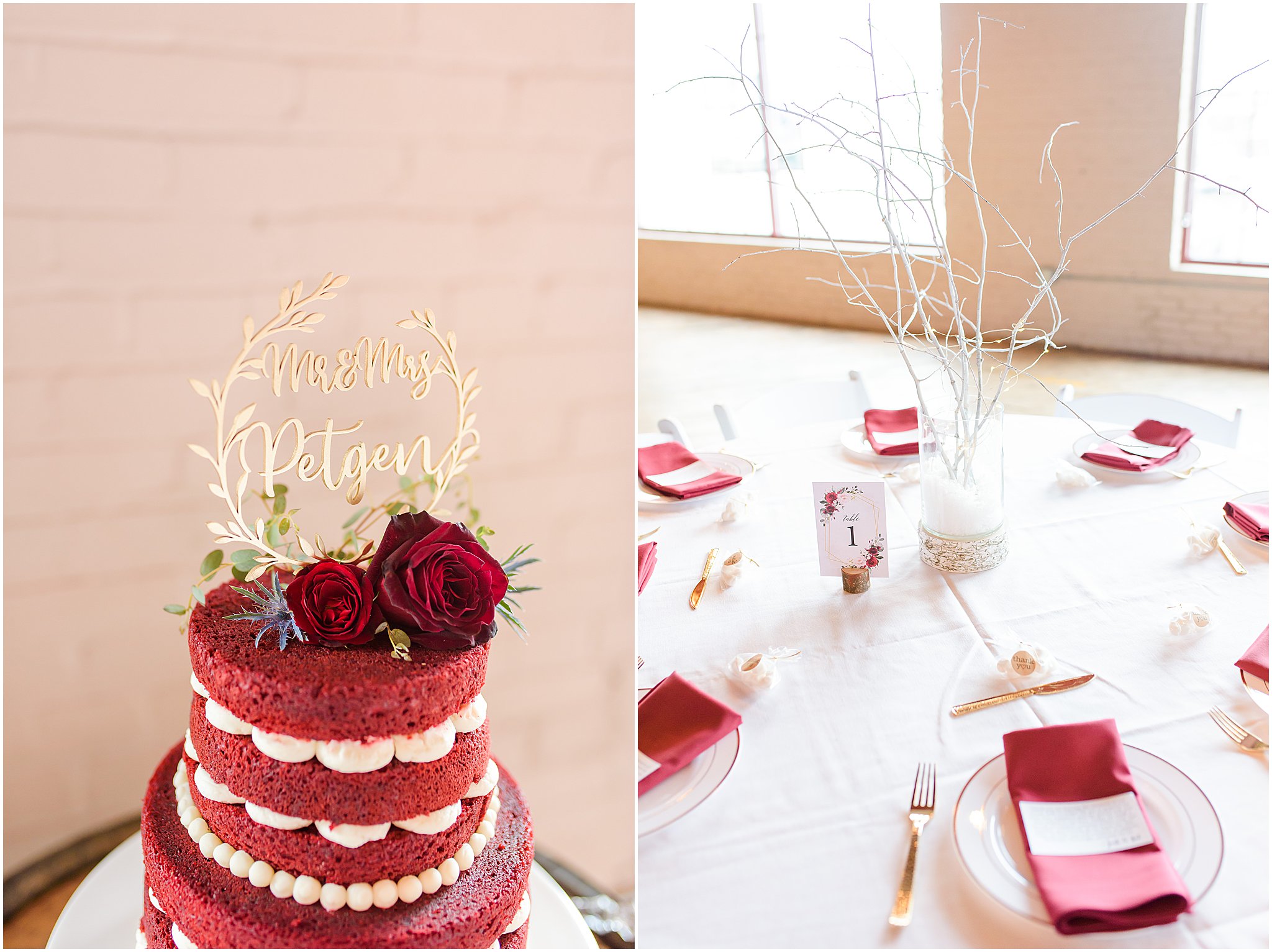 Berry and white wedding at Coppes Commons