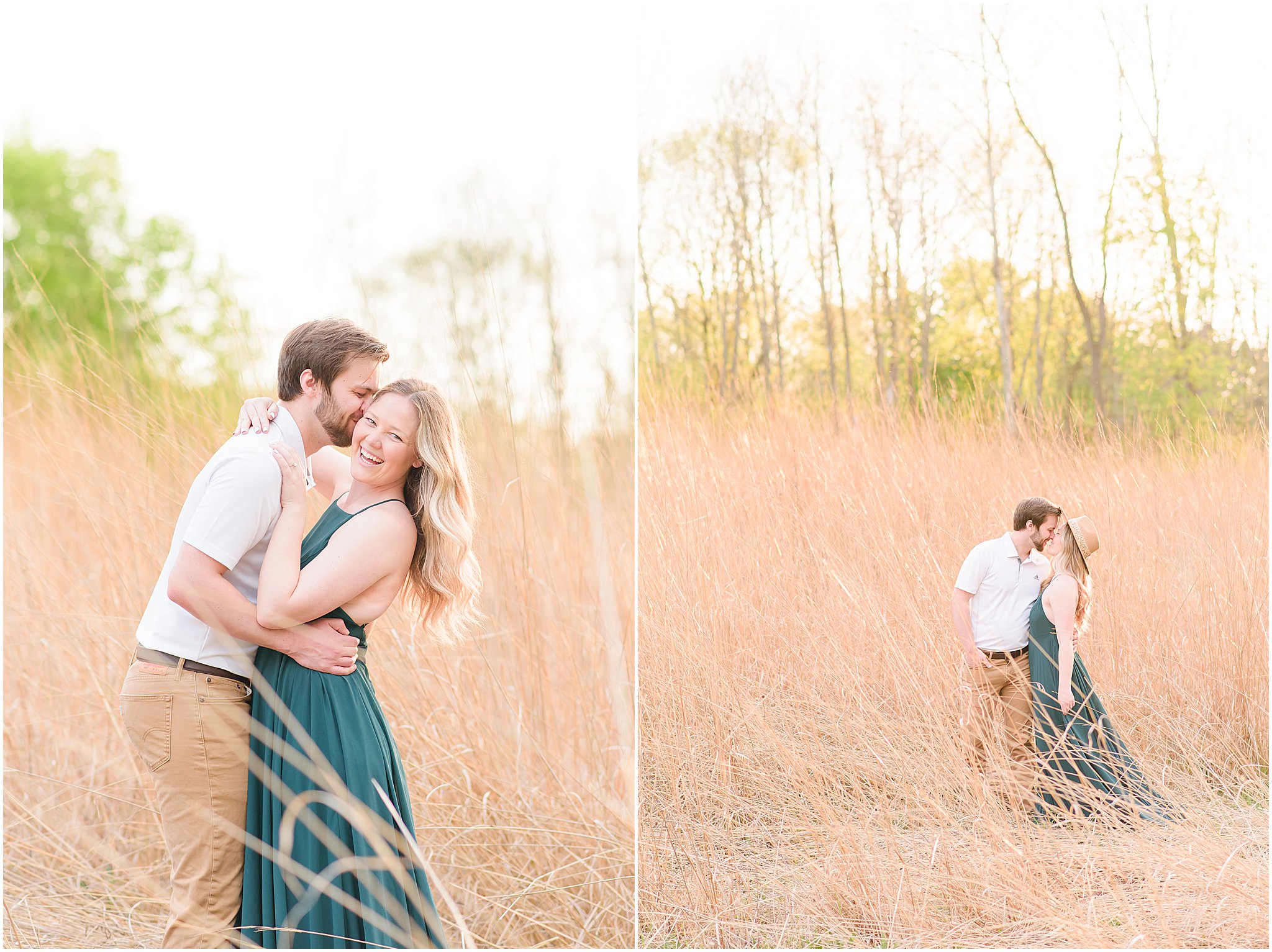 Couple nuzzling and laughing during Eagle Creek Park Engagement Session