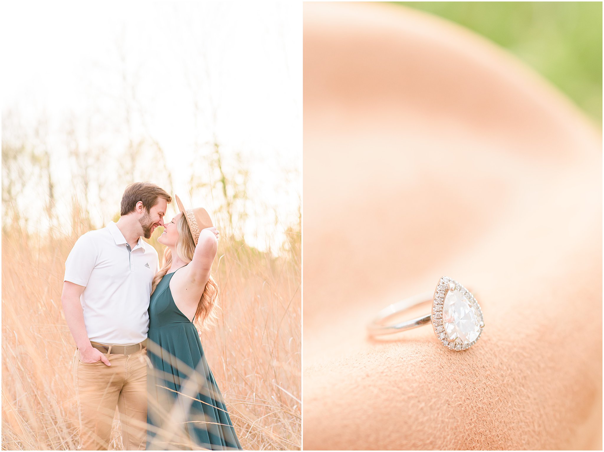 Couple nose to nose and laughing during Eagle Creek Park Engagement Session