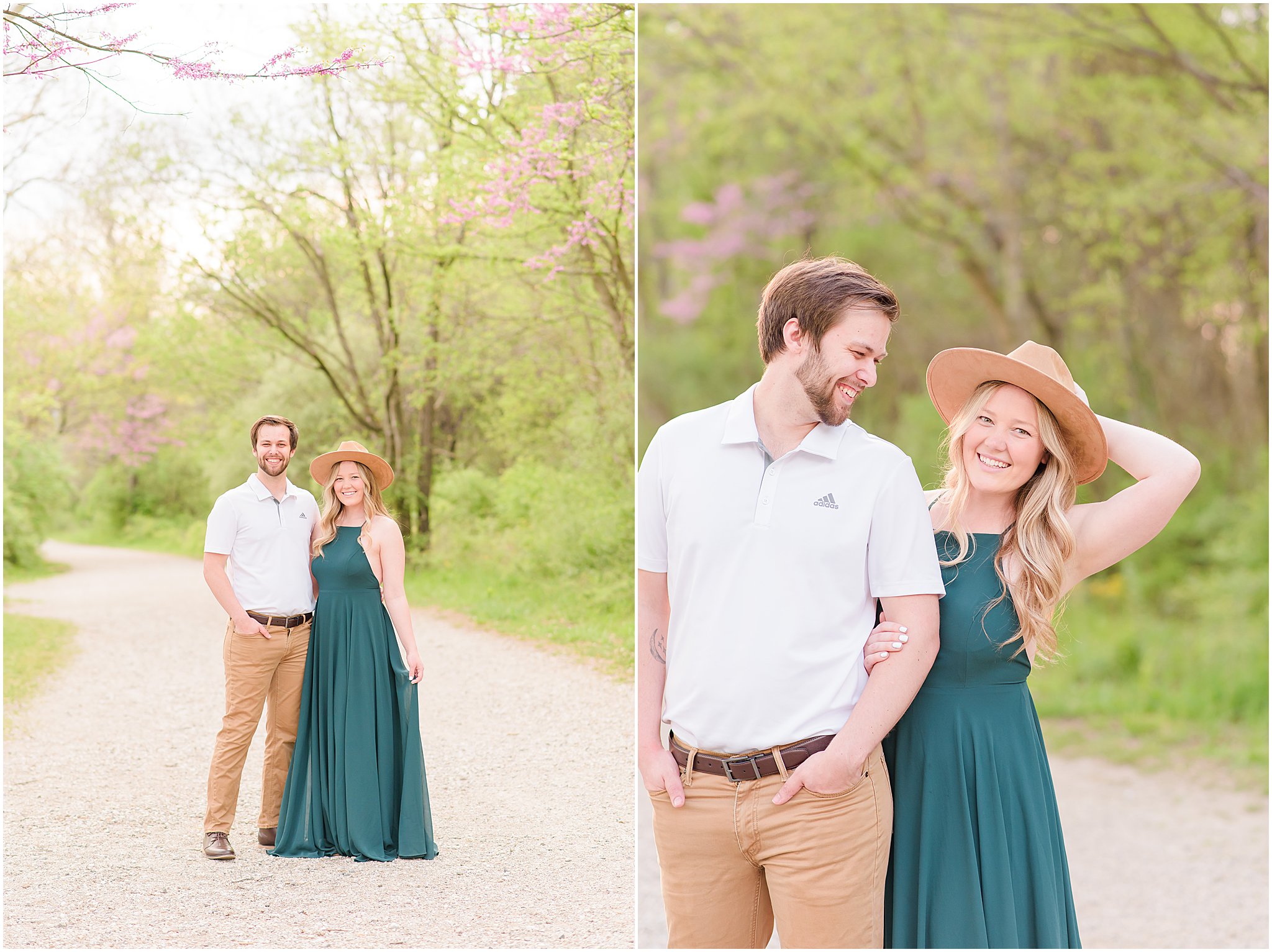 Couple smiling at camera during Eagle Creek Park Engagement Session