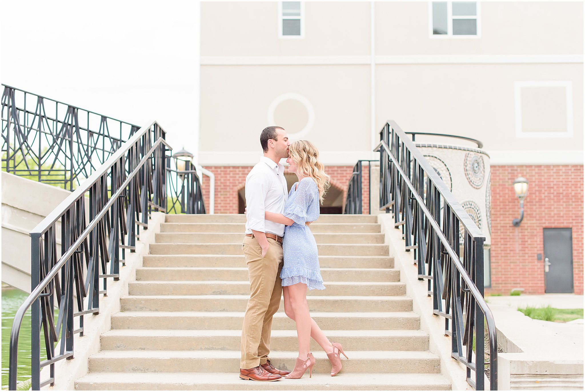 Forehead kiss during Indianapolis Canal engagement session 