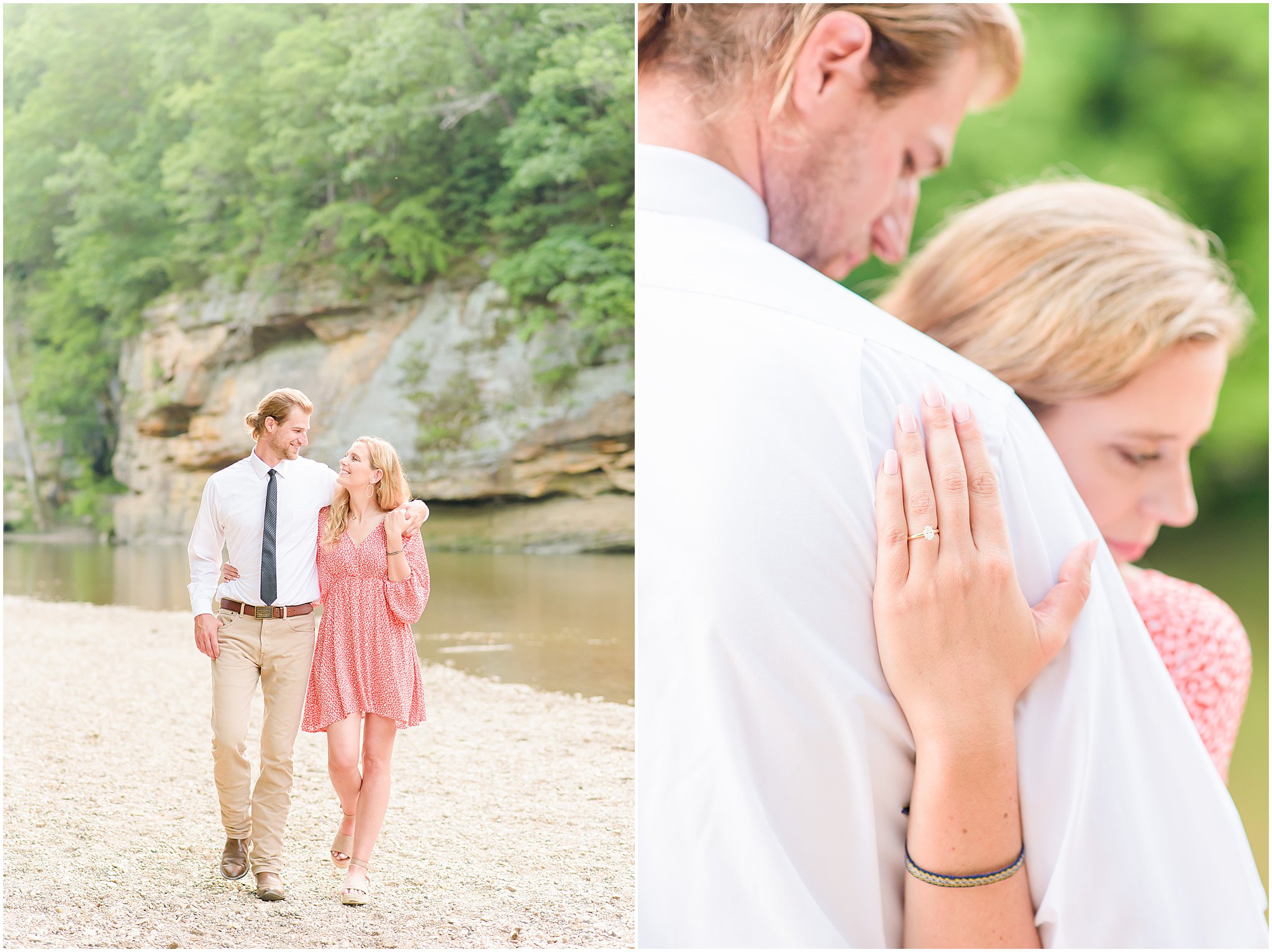 Couple nuzzling during Turkey Run State Park engagement session