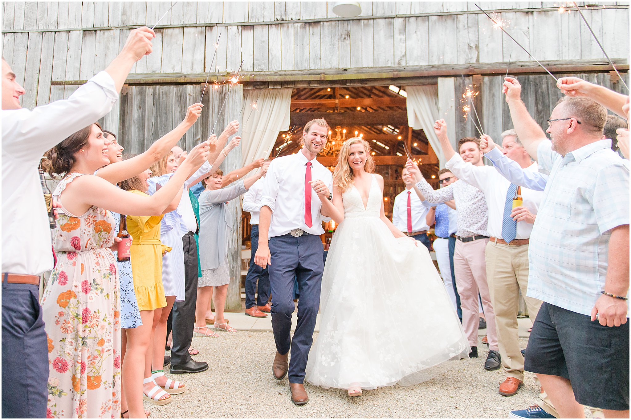 Sparkler Exit The Old Barn At Brown County wedding