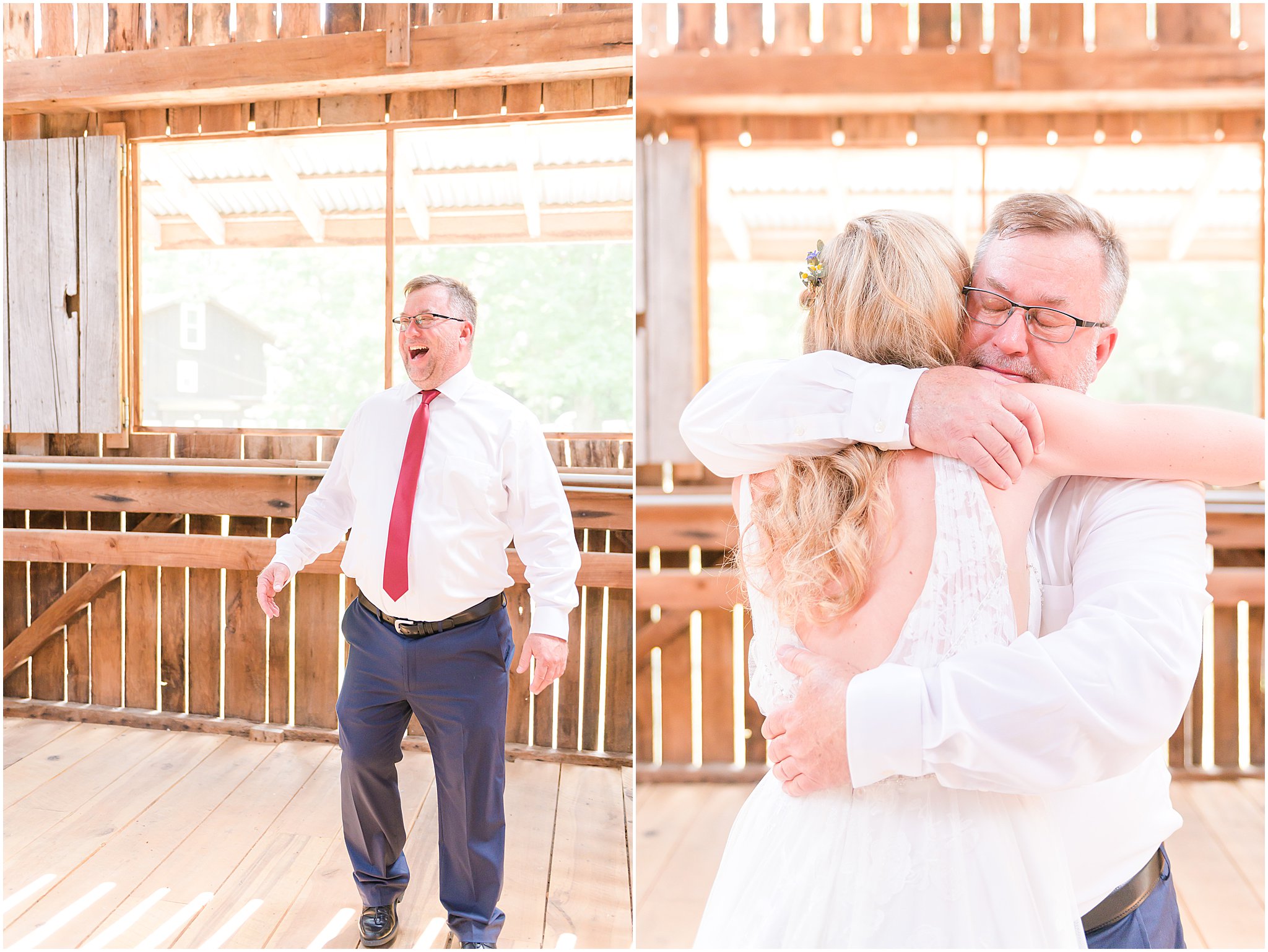 Daddy daughter first look The Old Barn At Brown County wedding