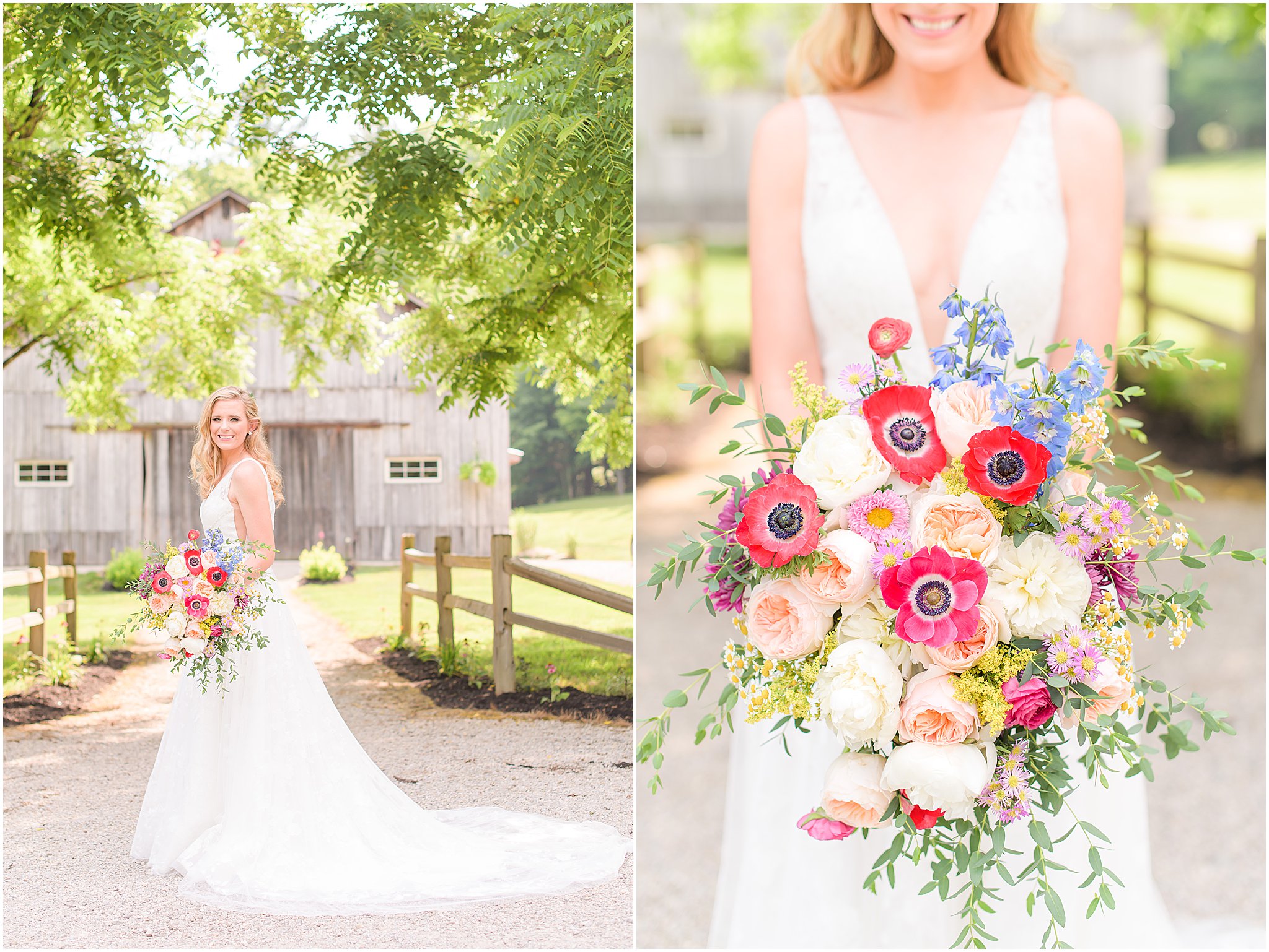 Colorful bridal bouquet The Old Barn At Brown County wedding