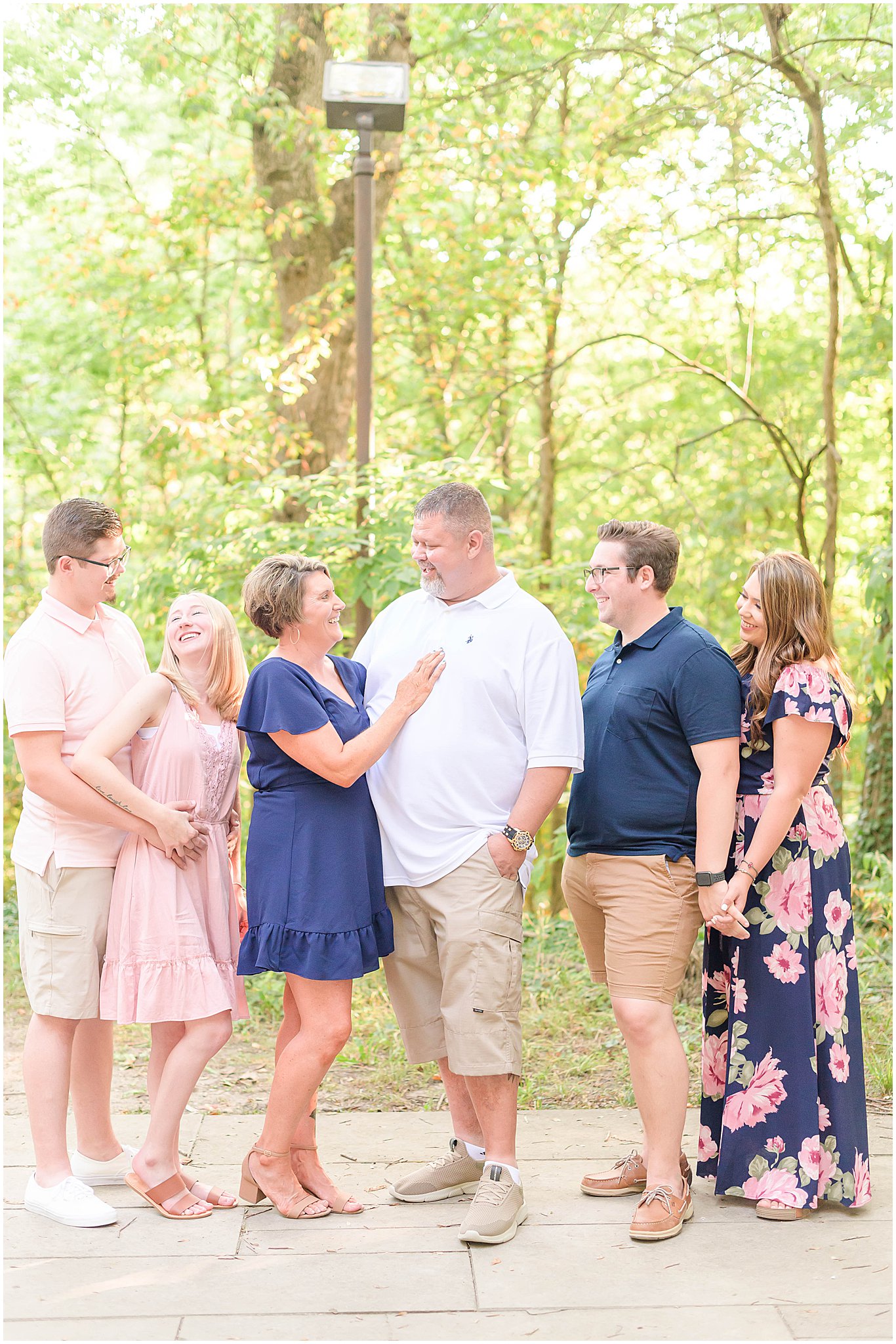 Family laughing together Holcomb Gardens family session
