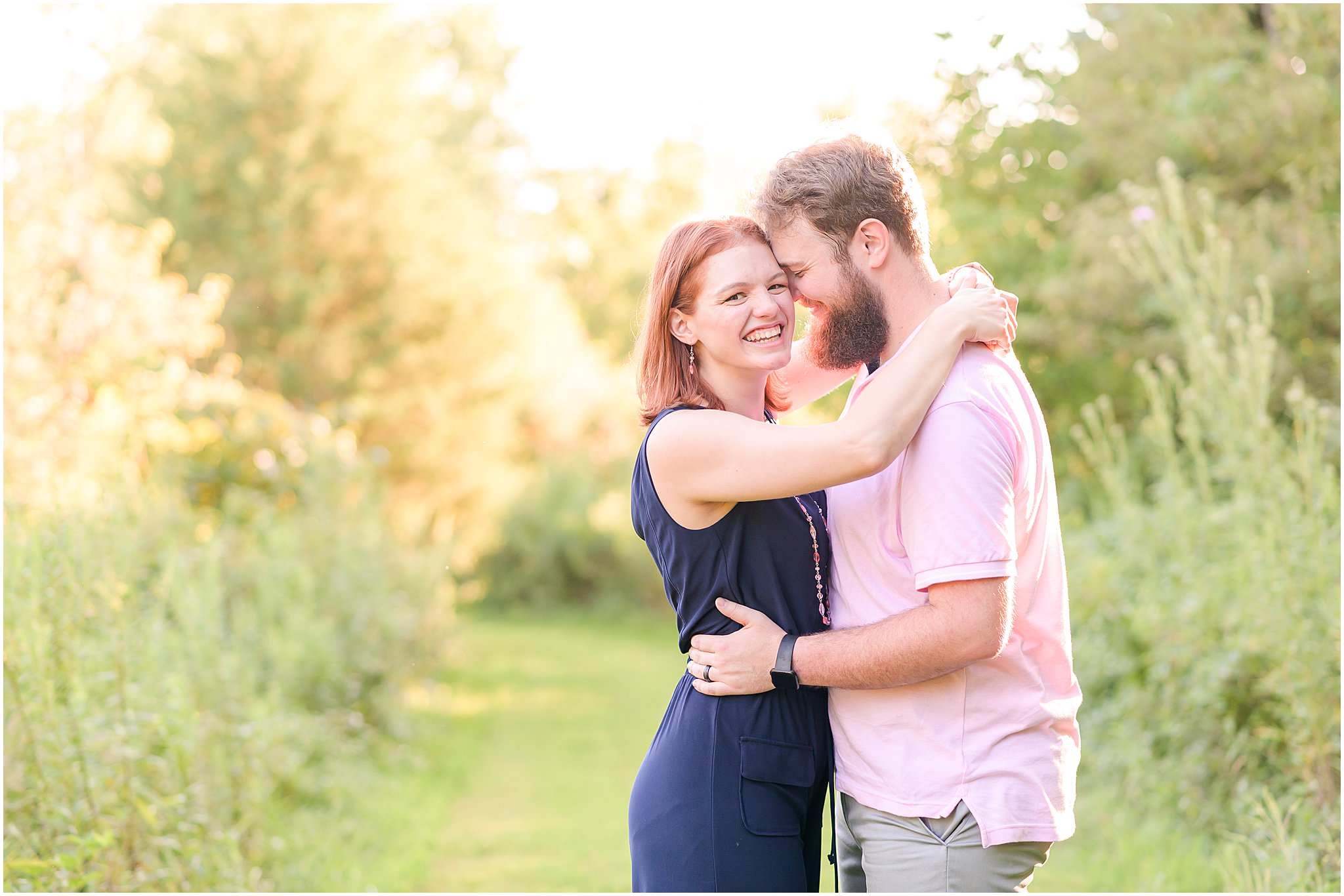 Couple nuzzling Willowfield Lavender Farm photo session