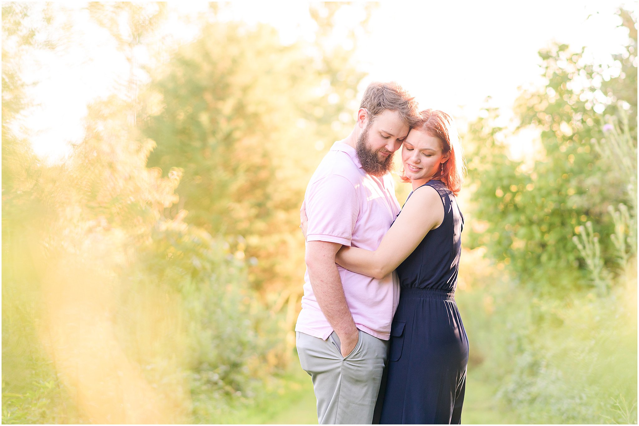 Couple nuzzling Willowfield Lavender Farm photo session
