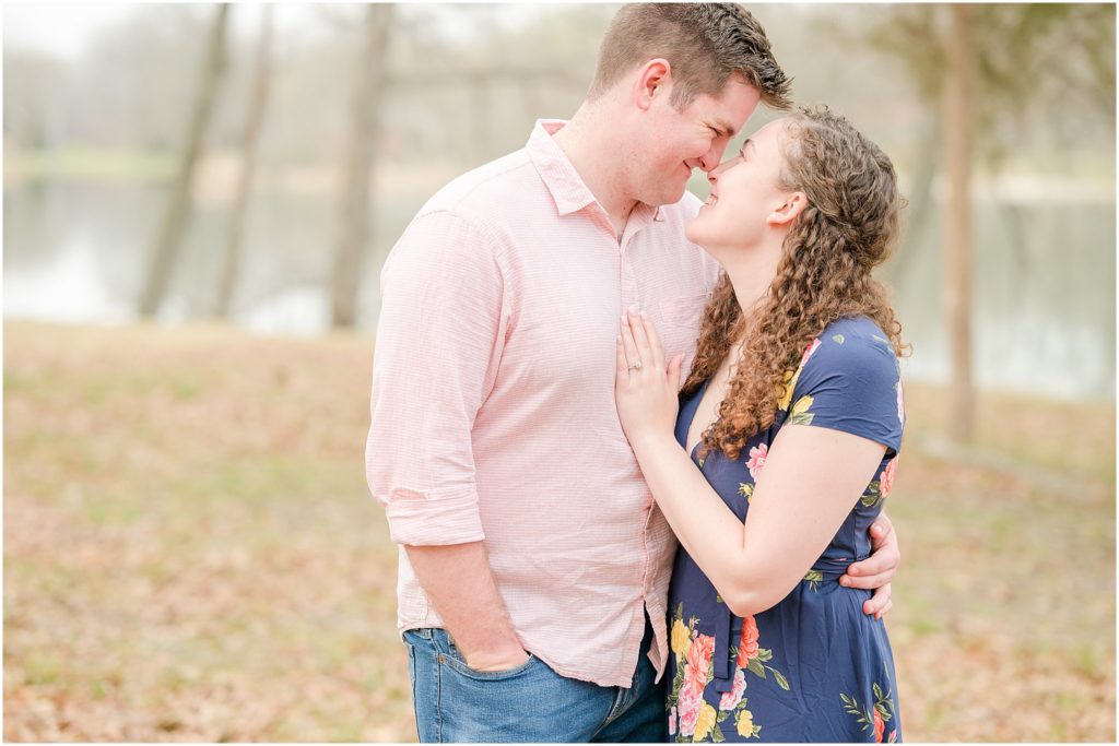 Couple nose to nose Fowler Park engagement session