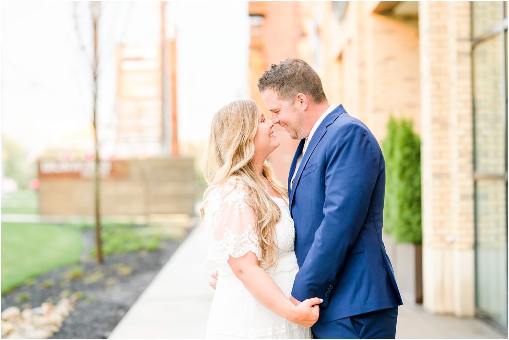 Bride and groom nose to nose Ironworks Hotel Elopement