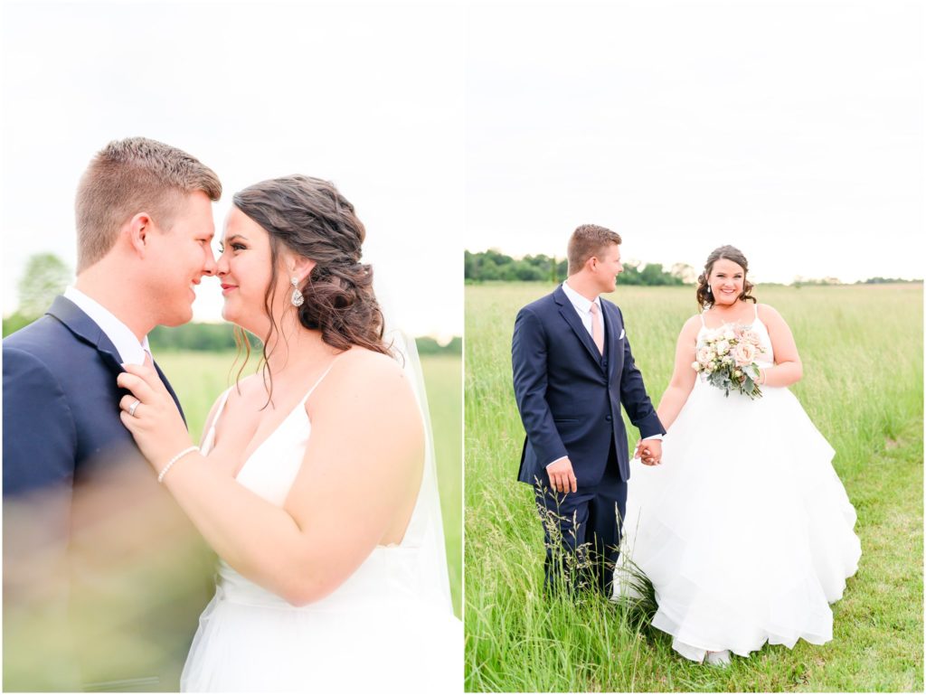 Bride and groom nose to nose Loogootee Indiana summer wedding
