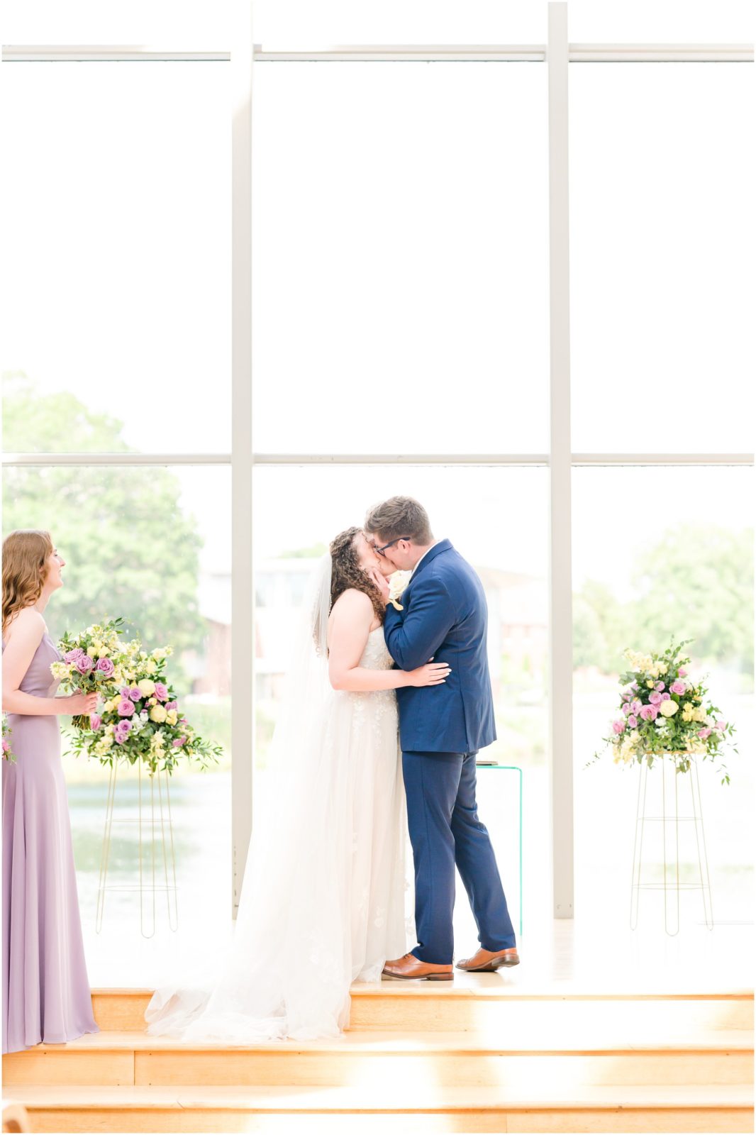 First kiss White Chapel Rose Hulman Wedding