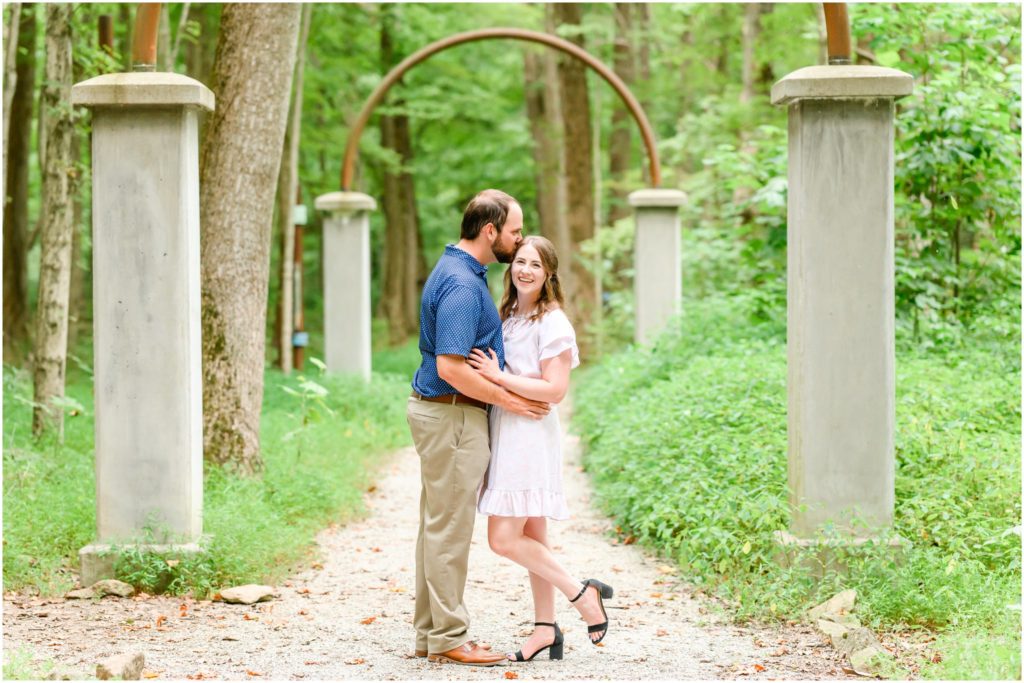 Temple kiss Charlestown State Park engagement session
