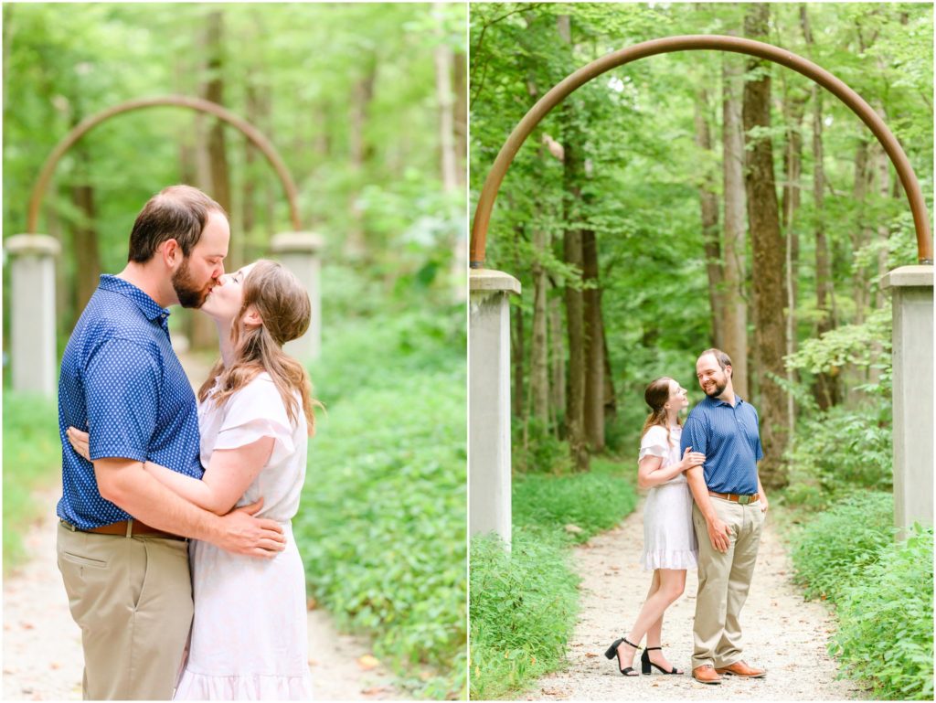Couple kissing Charlestown State Park engagement session