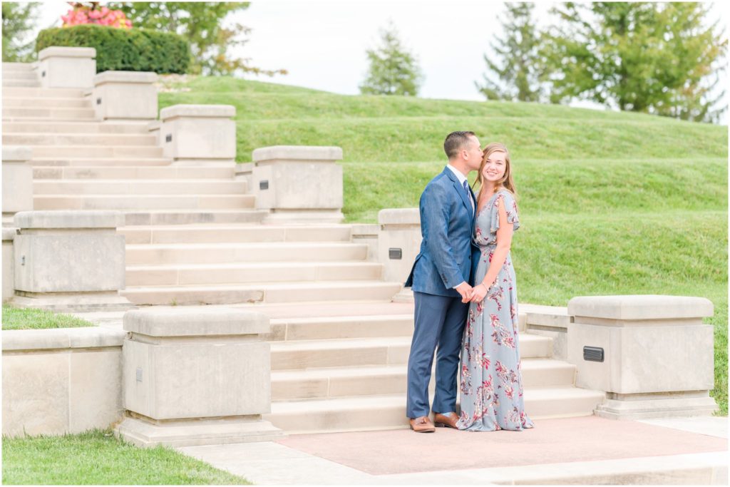 Temple kiss Coxhall Gardens engagement session