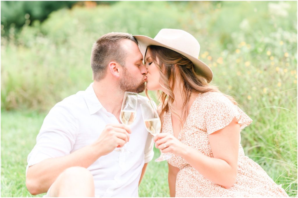 Cheers kiss Newfields engagement session