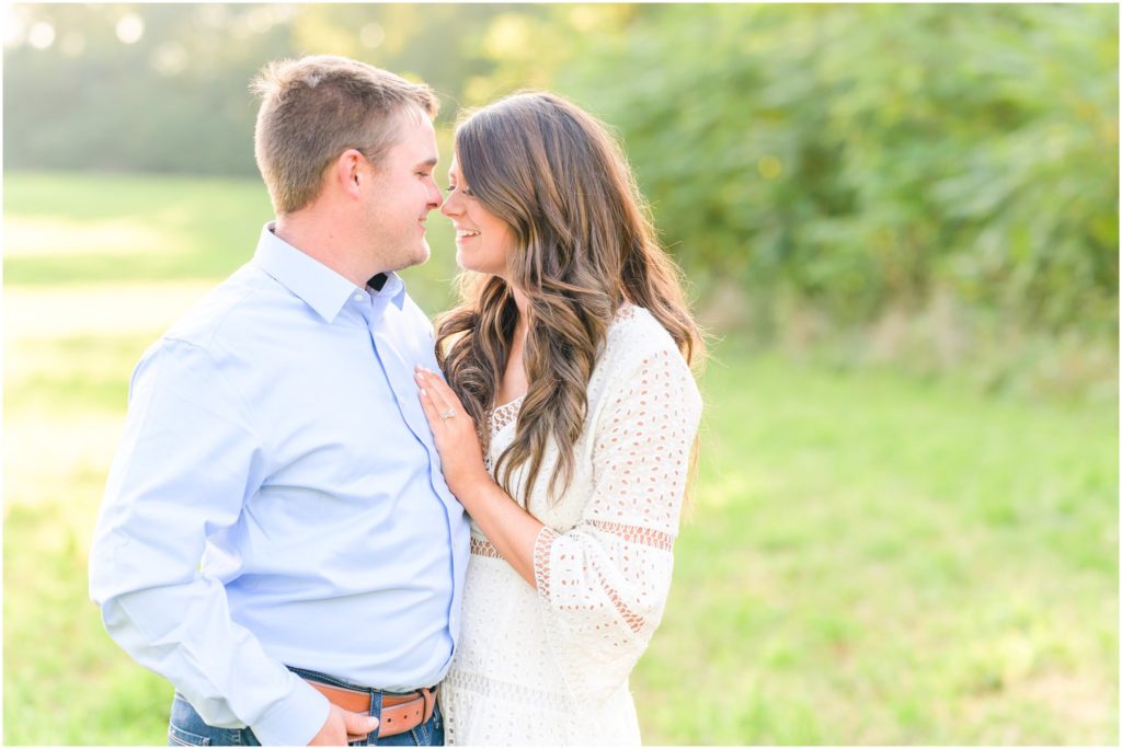 Couple nose to nose New Castle Indiana engagement session