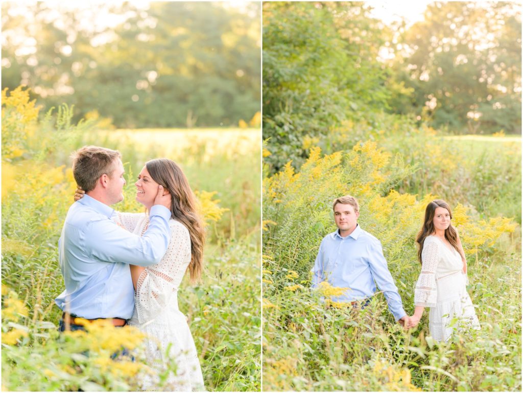 Couple nuzzling and laughing New Castle Indiana engagement session