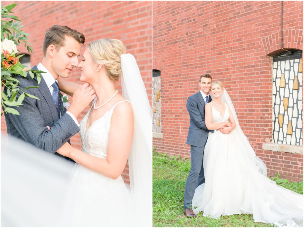 Veil swoop kiss Tinker House Wedding