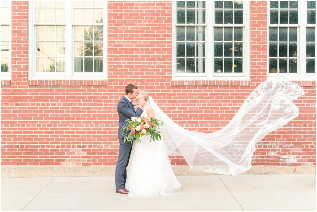Veil toss kiss Tinker House Wedding