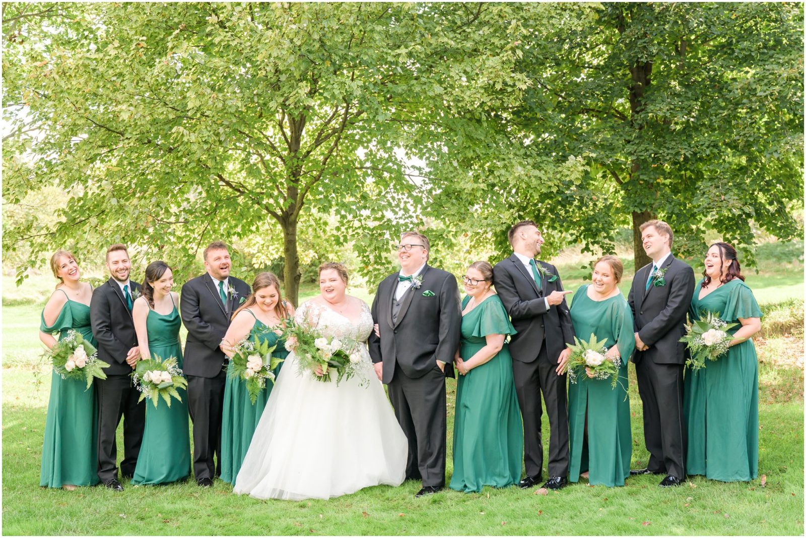 Bridal party laughing together Balmoral House wedding