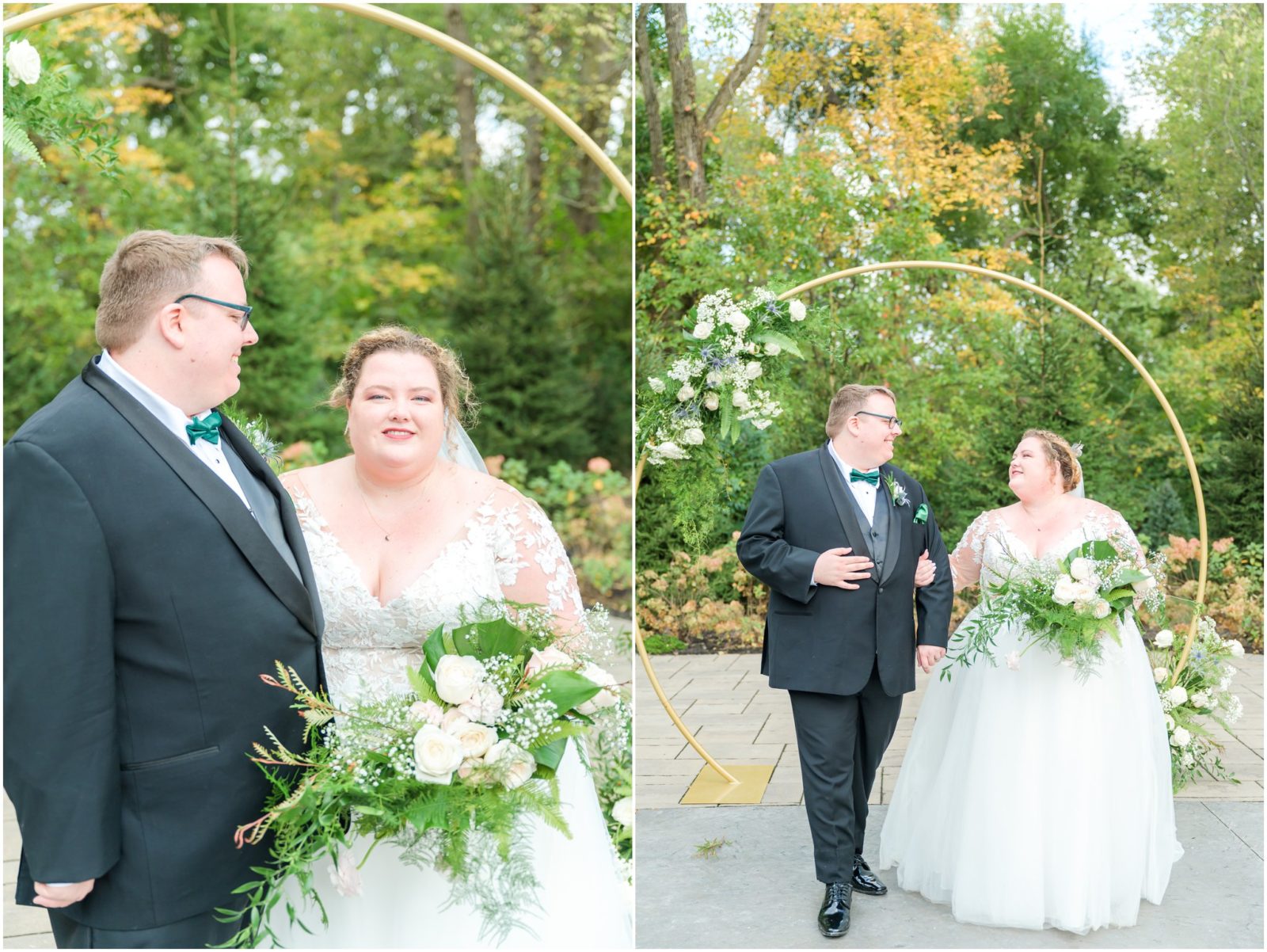 Bride and groom walking and smiling at each other Balmoral House wedding