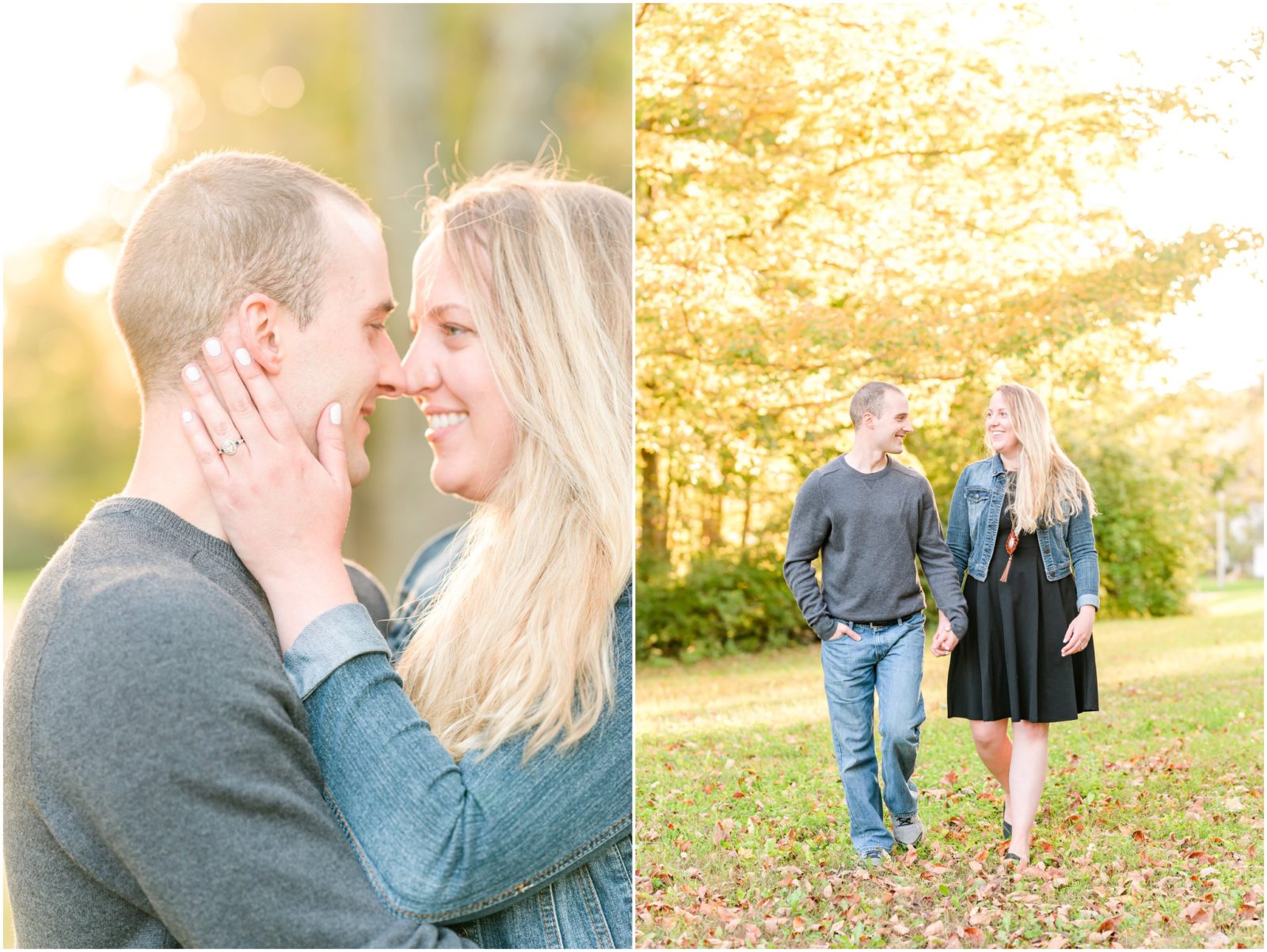 Couple nose to nose Eagle Creek State Park engagement session