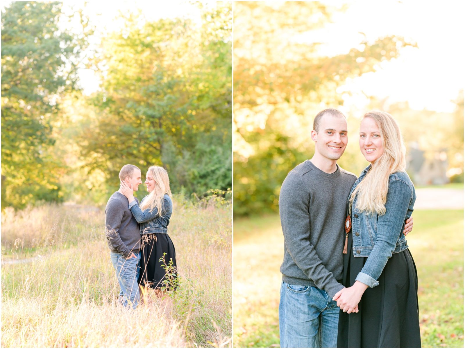 Couple smiling at each other Eagle Creek State Park engagement session