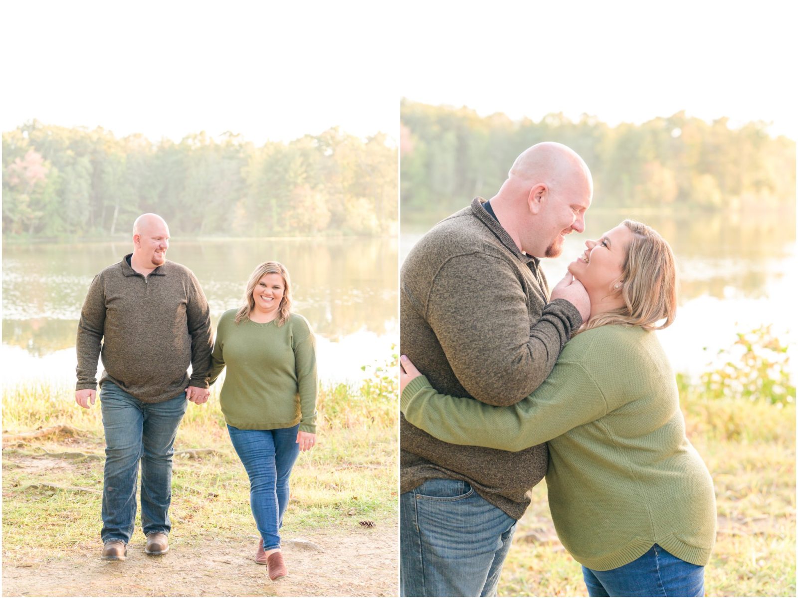 Couple laughing at each other Lincoln State Park engagement session