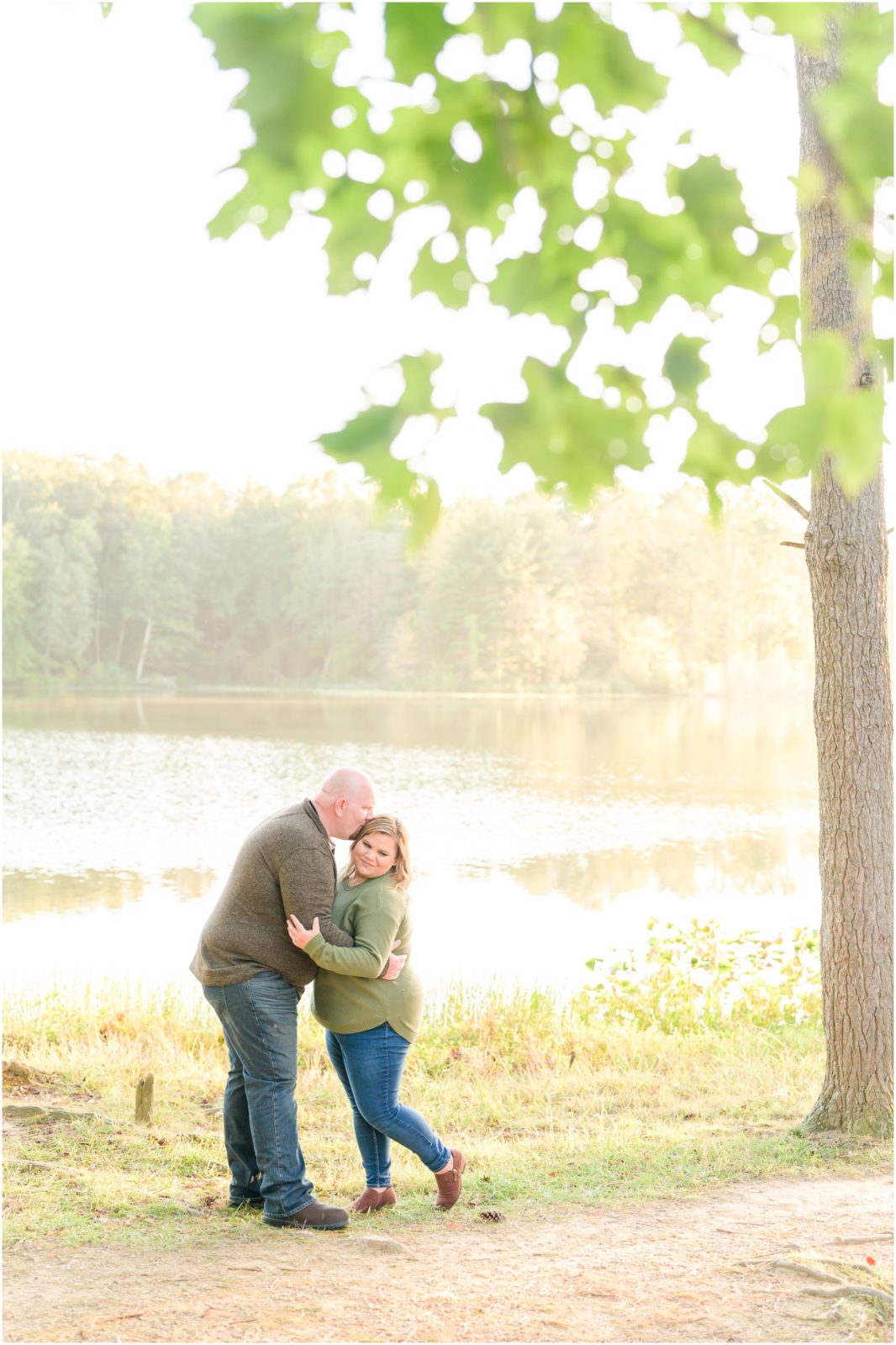Couple nuzzling Lincoln State Park engagement session