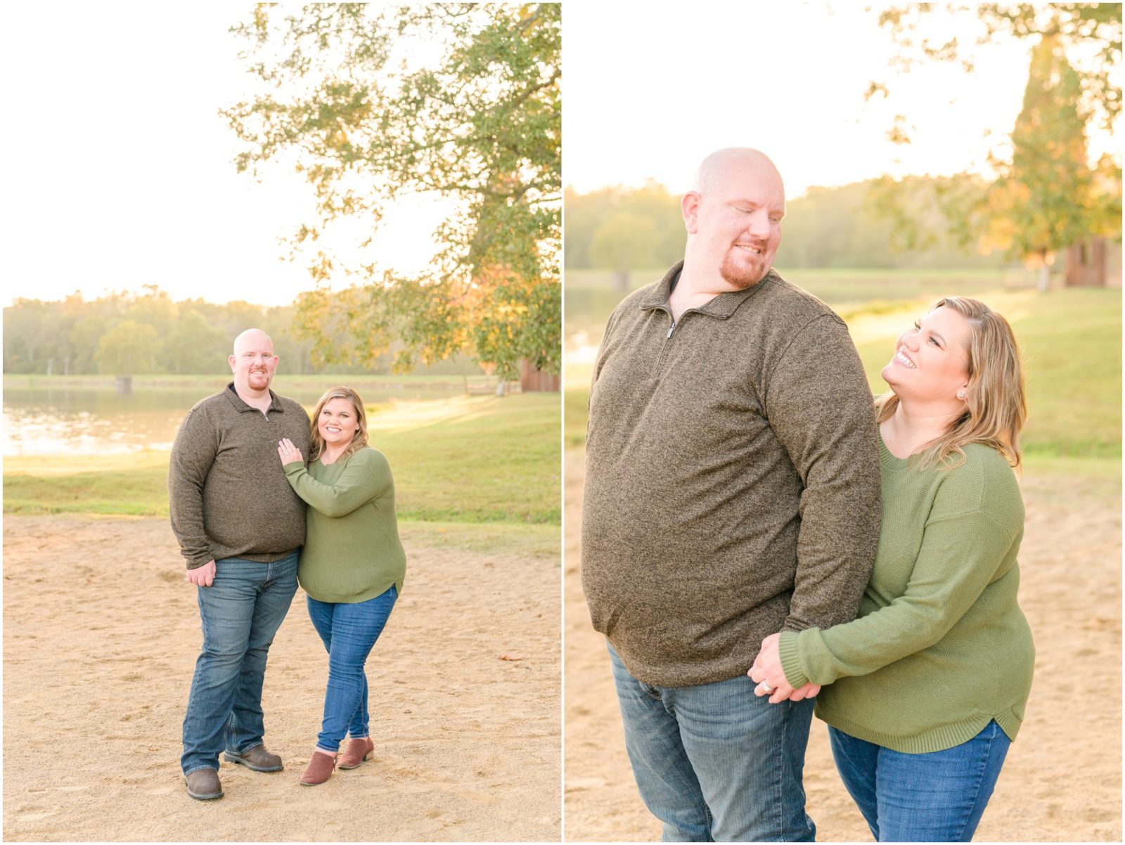 Couple smiling at camera Lincoln State Park engagement session