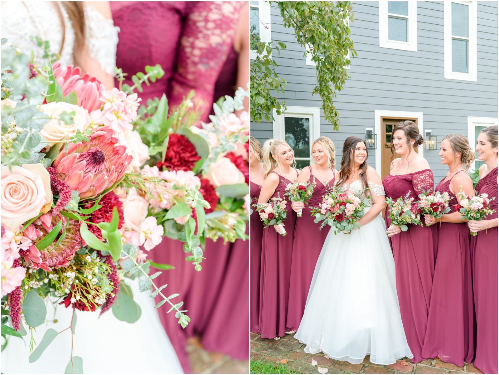 Bride and bridesmaids laughing together Mustard Seed Gardens wedding