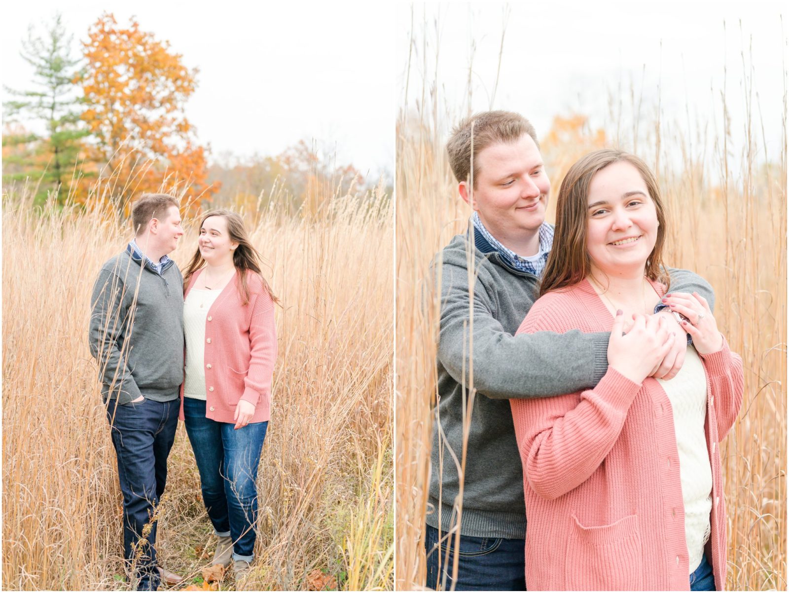 Couple holding hands and walking Fort Harrison State Park engagement session
