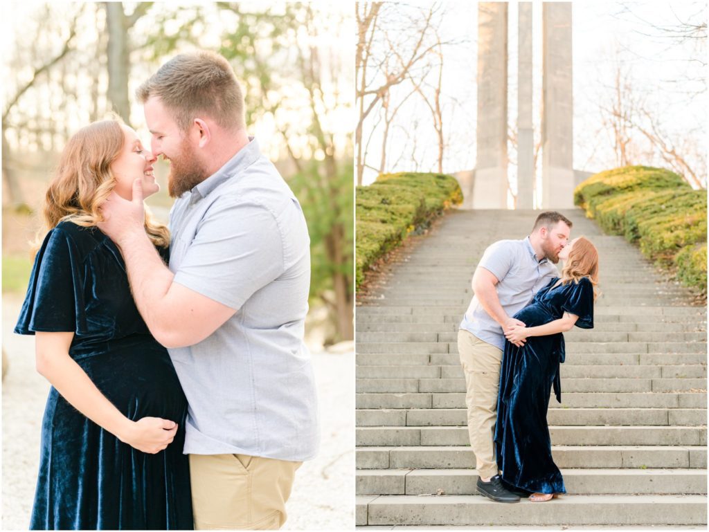 Dip kiss Holcomb Gardens maternity session