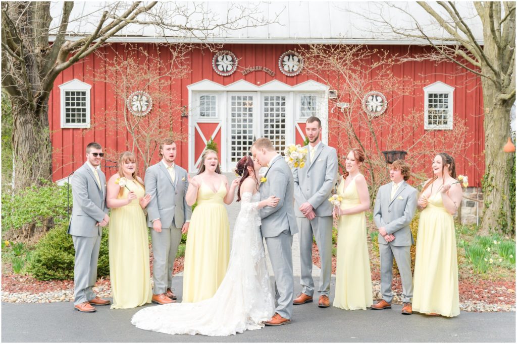Cheer kiss Red Barn Acres Wedding