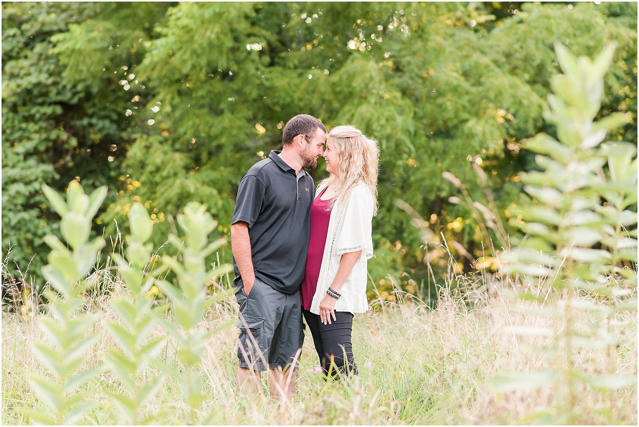 Bloomfield, Indiana engagement session guy and girl resting forehead to forehead