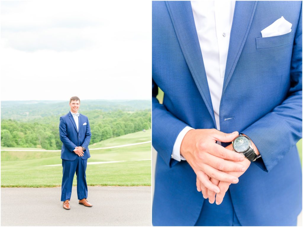 Groom portraits Paoli Indiana Spring Wedding At Pete Dye Golf Course