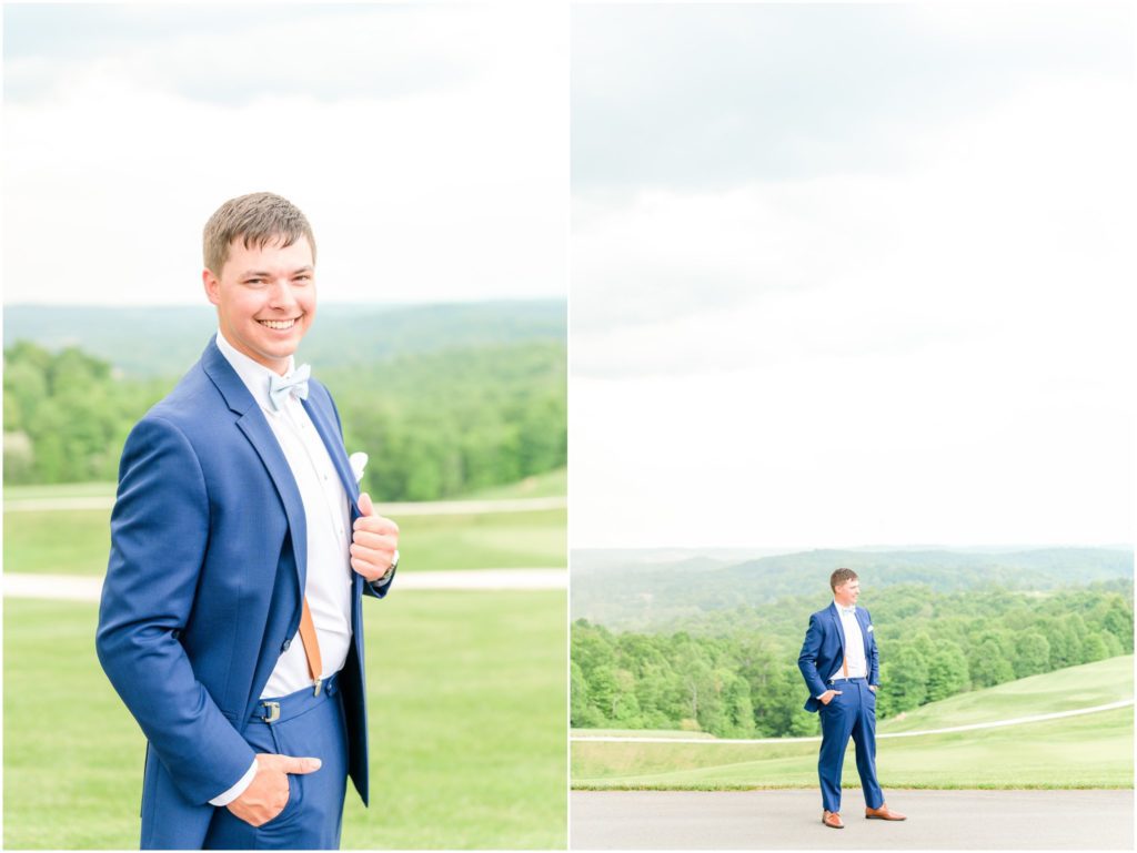Groom portraits Paoli Indiana Spring Wedding At Pete Dye Golf Course
