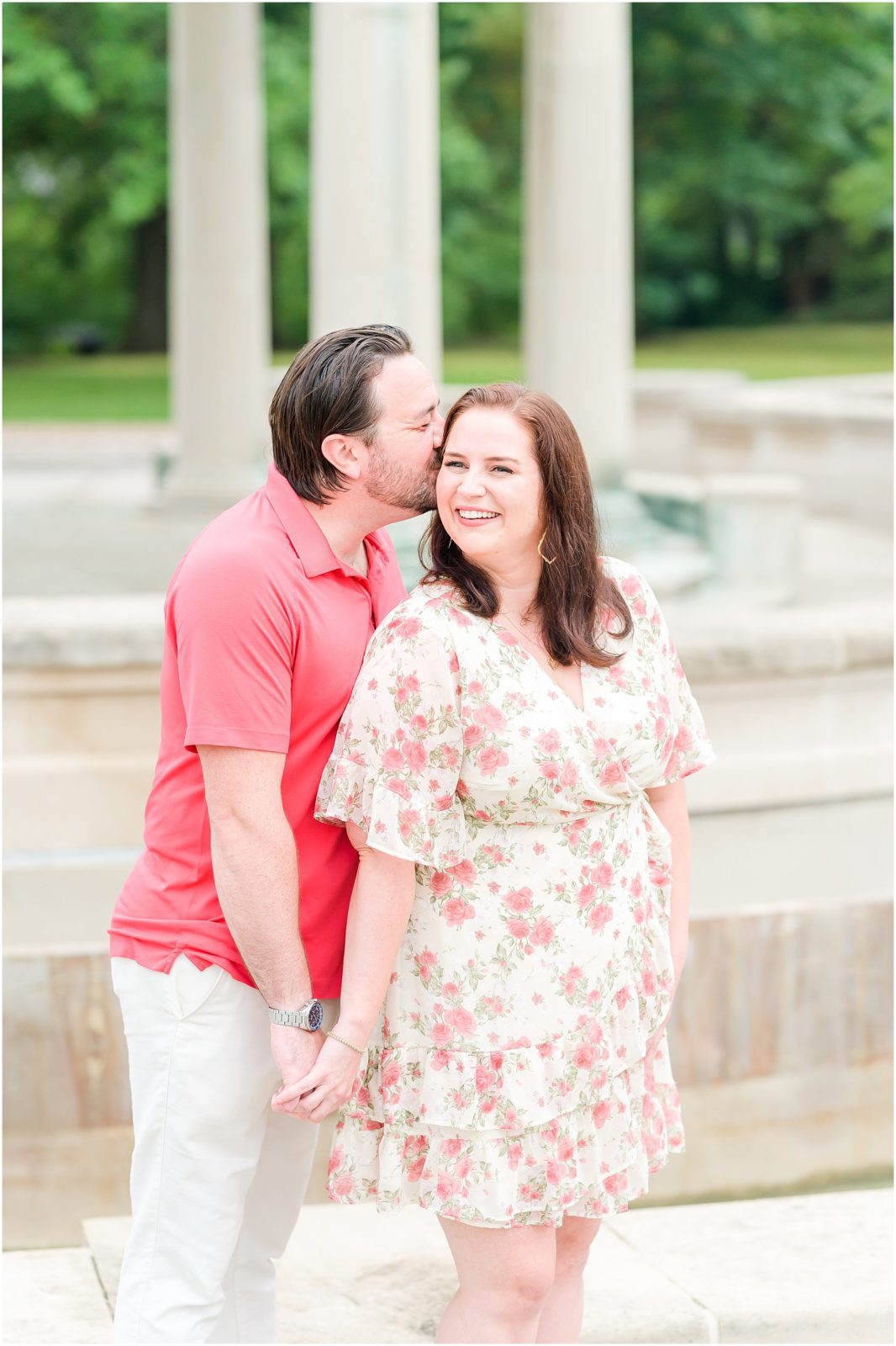 Temple kiss Coxhall Gardens engagement session